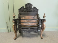 Adams Style Free Standing Fire Basket Grate, Cast Iron, 19th Century