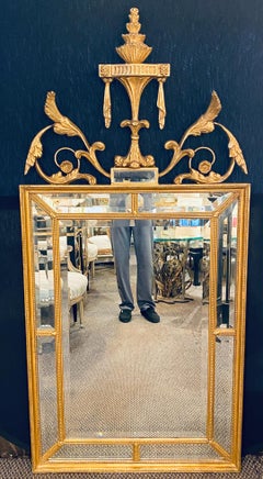 Adams Style Gilt Carved Wall Mirror with All Beveled Inserts