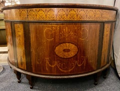 Adams Style Inlaid Large Demilune Console Cabinet