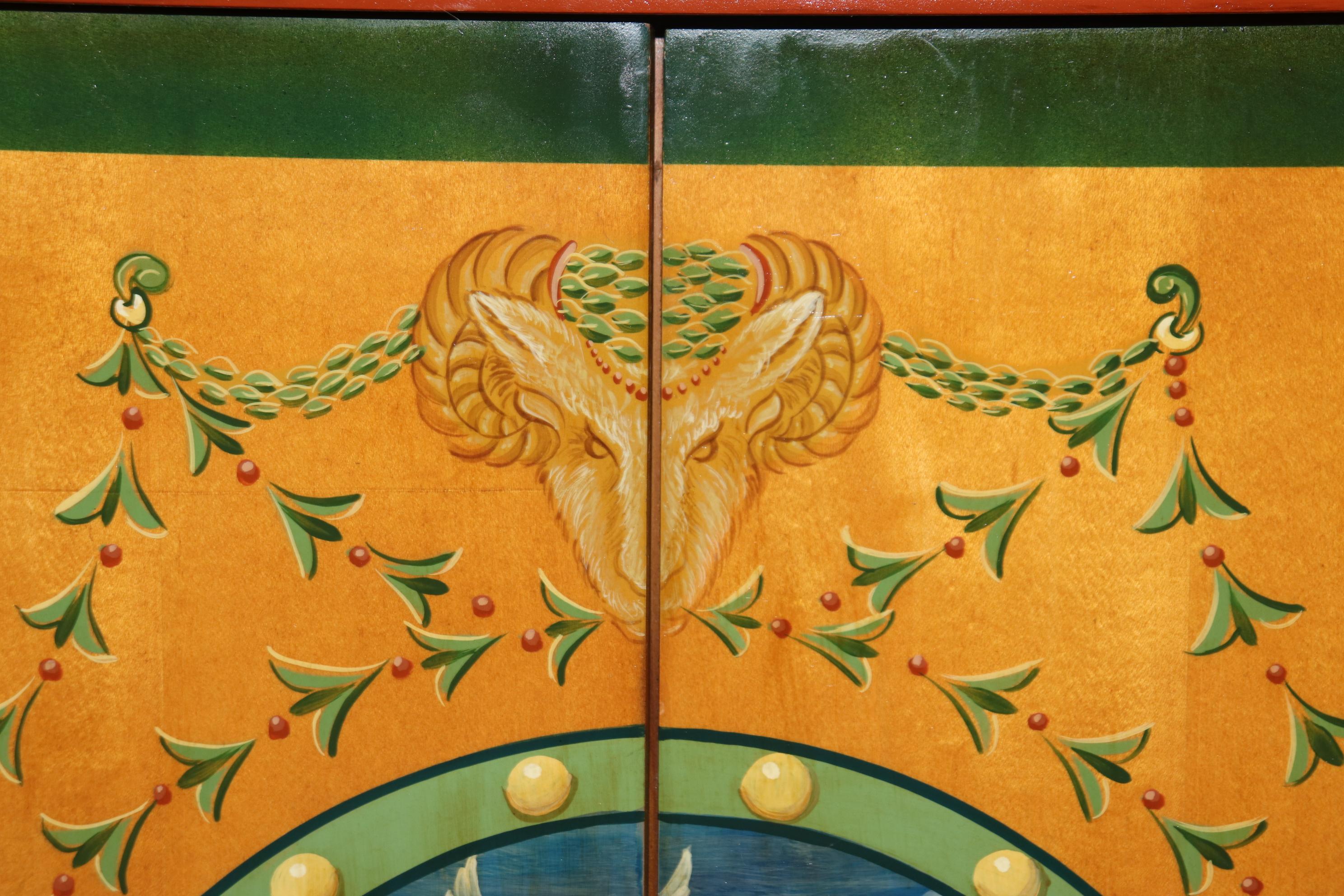 Adams Style Paint Decorated Demilune Sideboard Server By Historic New England For Sale 3
