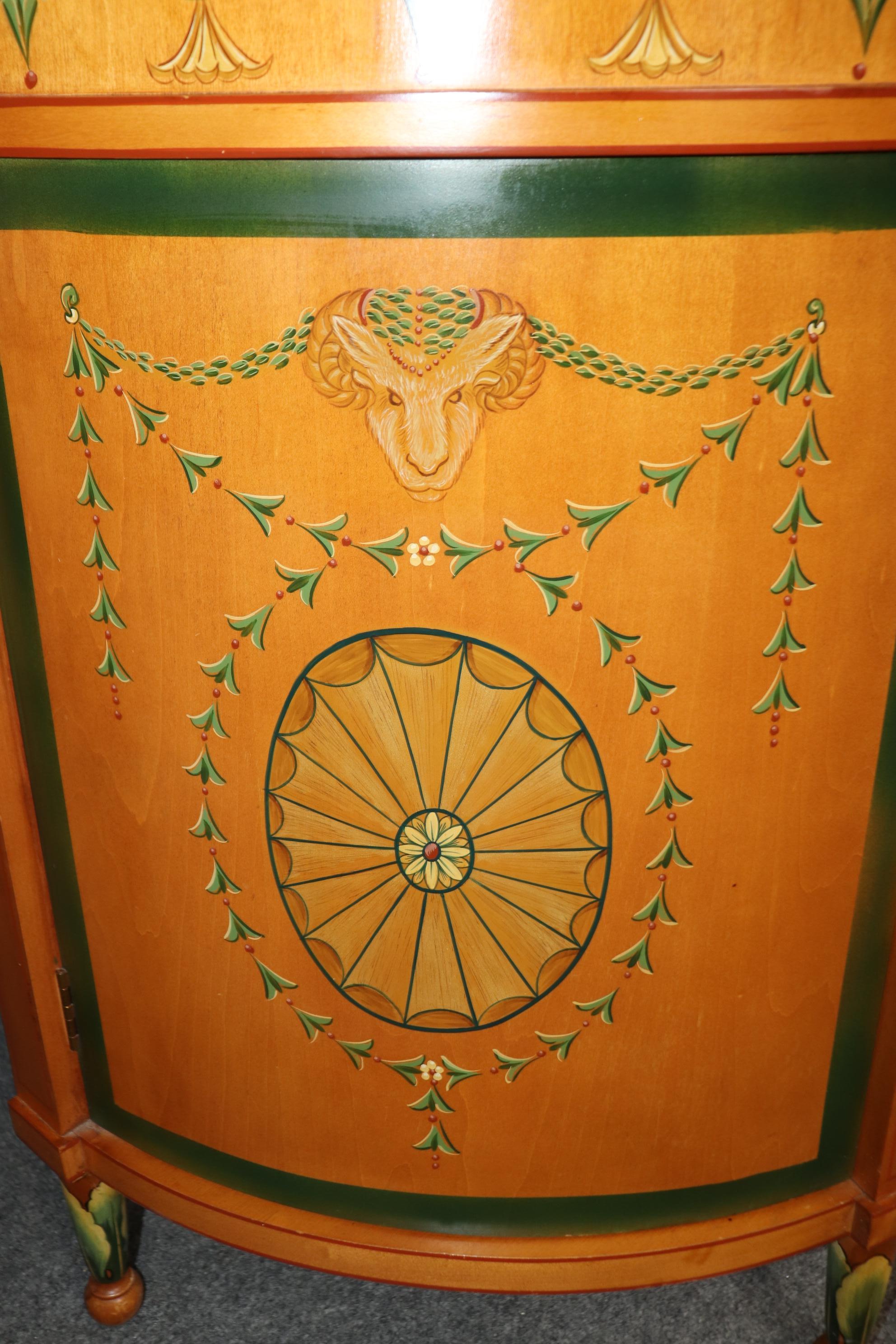 Adams Style Paint Decorated Demilune Sideboard Server By Historic New England For Sale 5