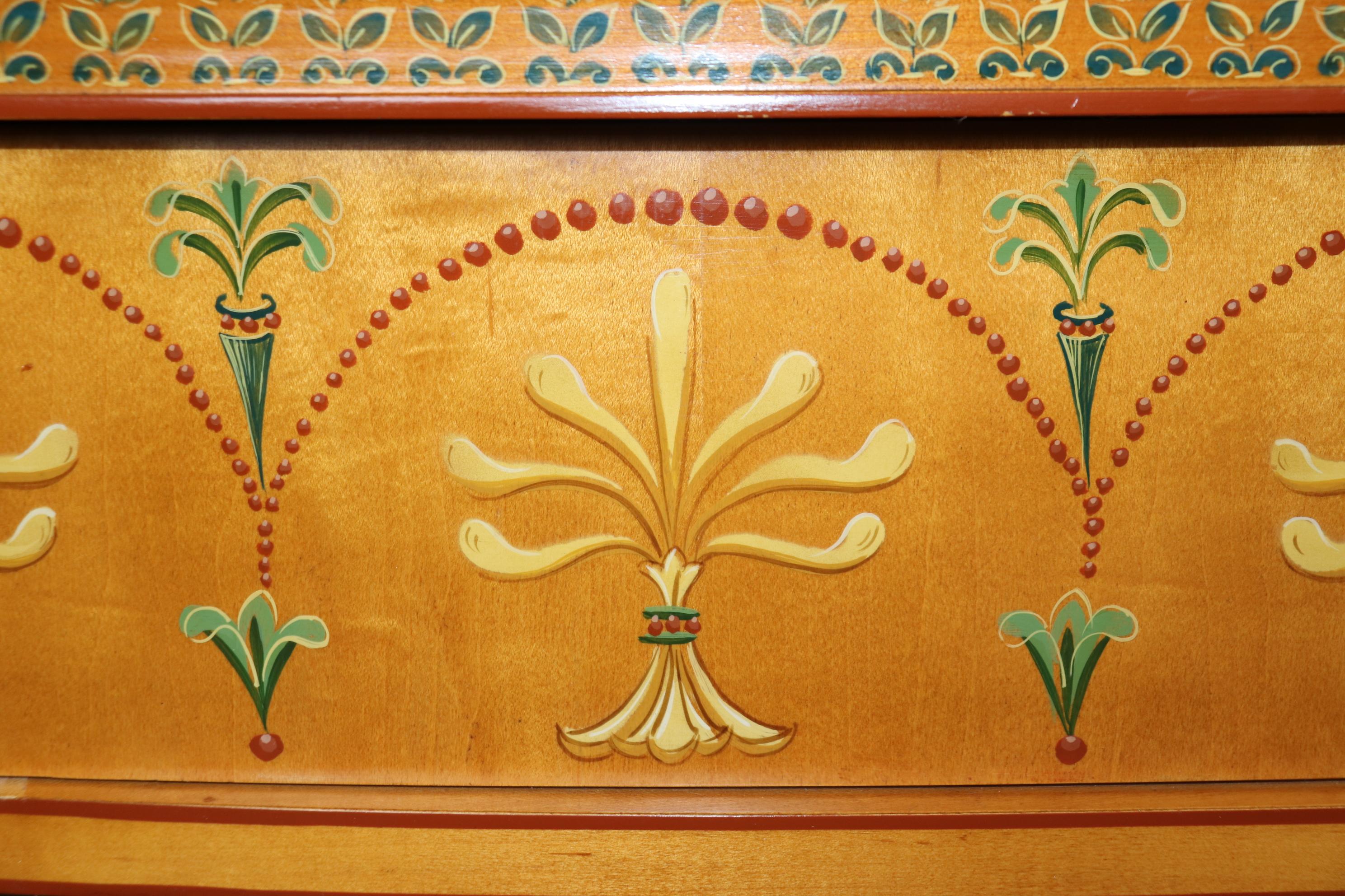 Adams Style Paint Decorated Demilune Sideboard Server By Historic New England For Sale 6