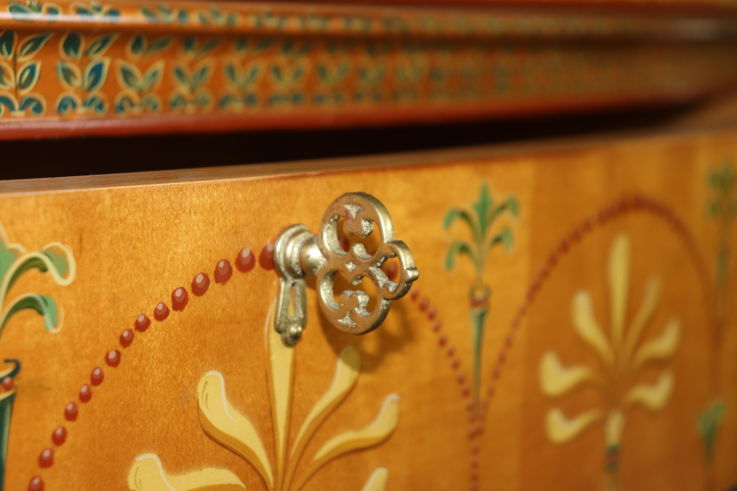 Adams Style Paint Decorated Demilune Sideboard Server By Historic New England For Sale 8