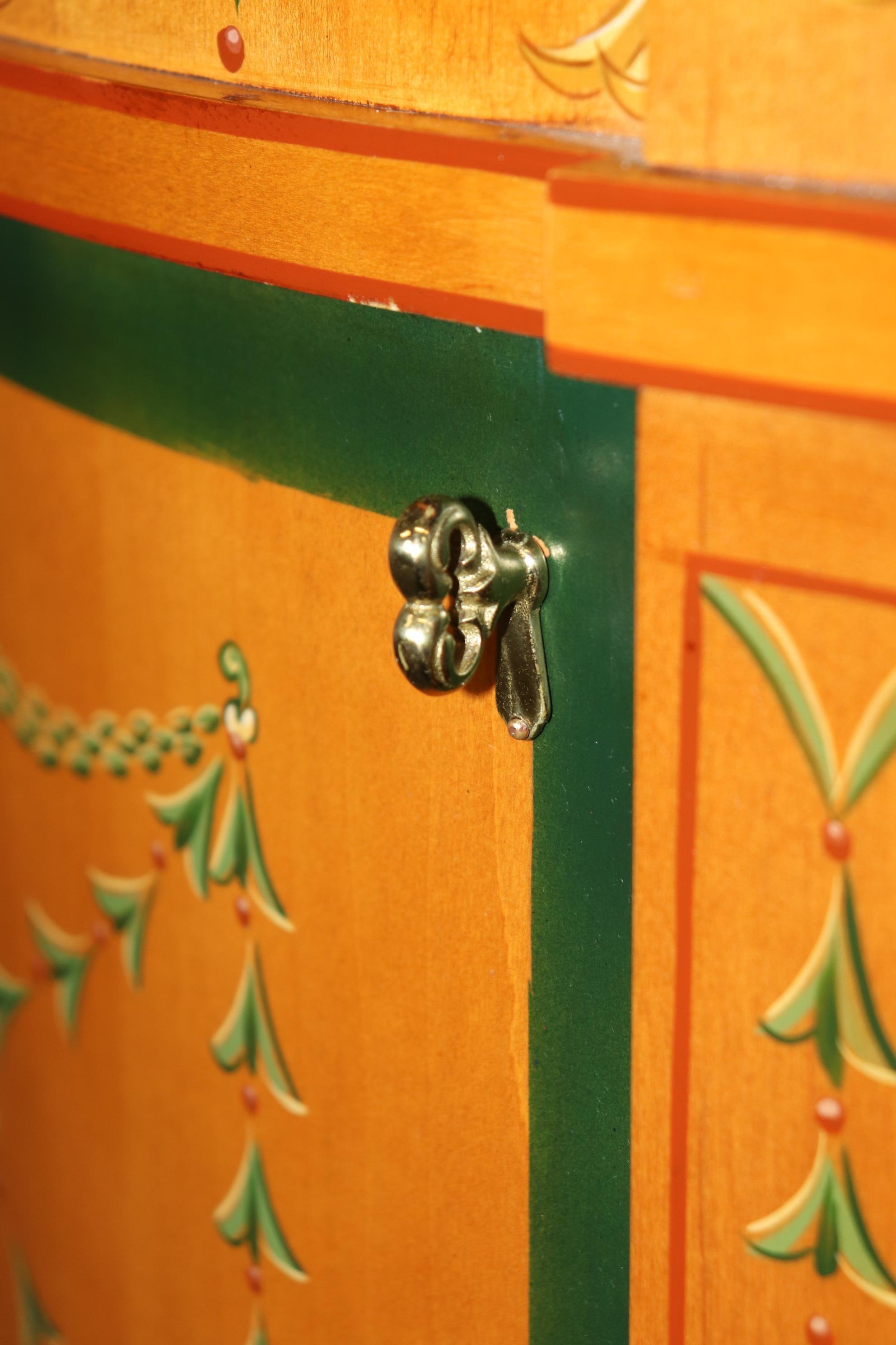 Adams Style Paint Decorated Demilune Sideboard Server By Historic New England For Sale 9