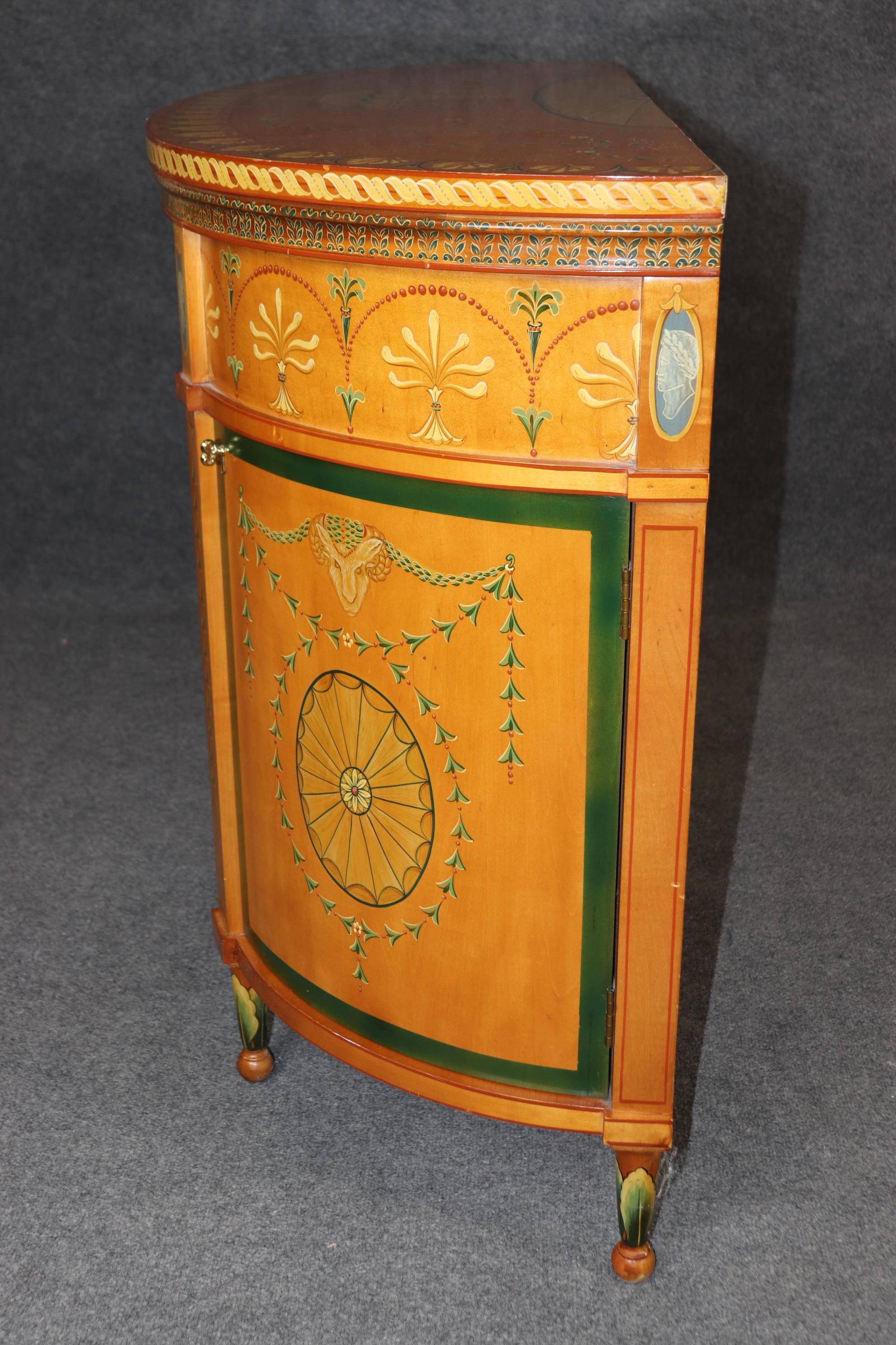 Adam Style Adams Style Paint Decorated Demilune Sideboard Server By Historic New England For Sale