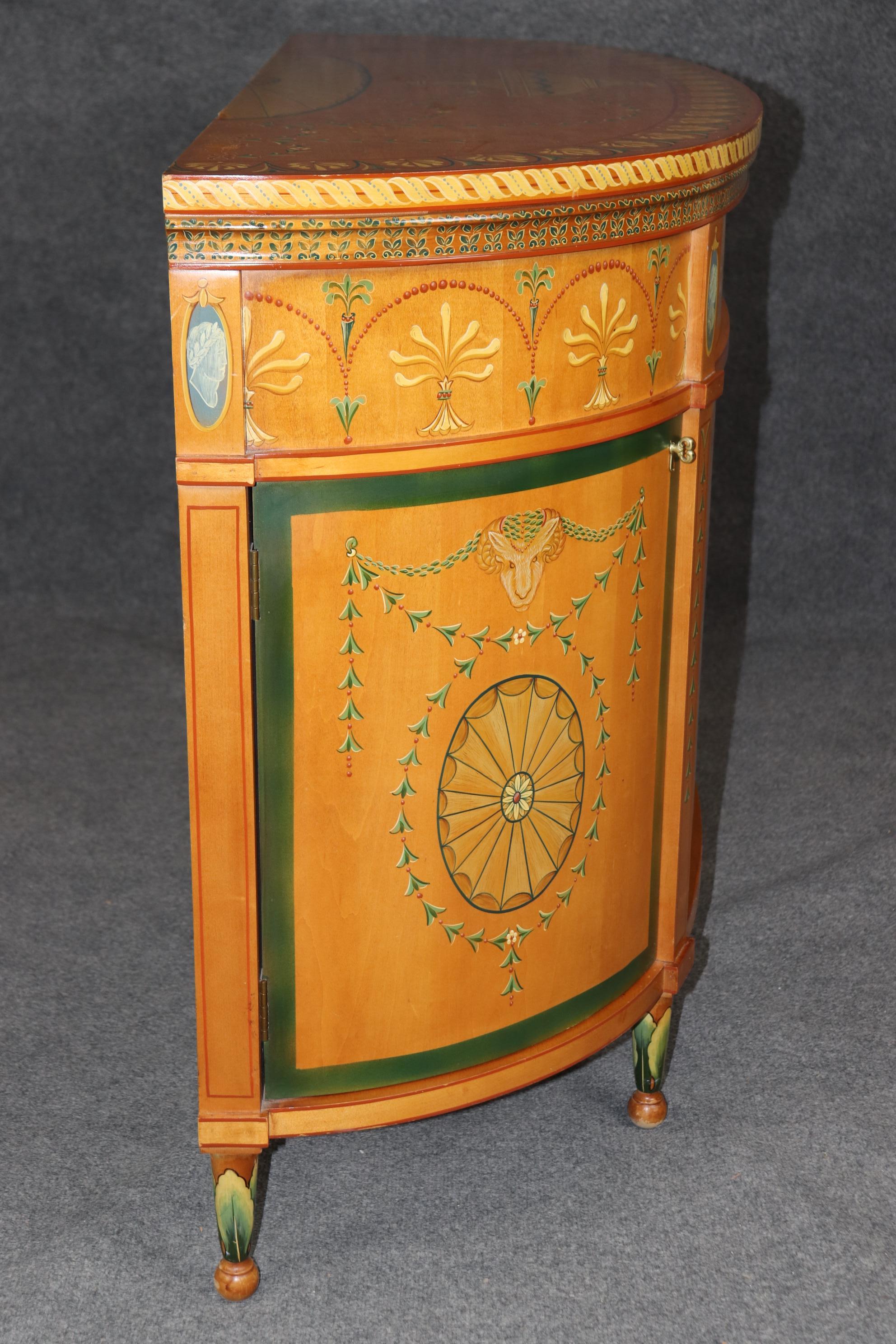 Unknown Adams Style Paint Decorated Demilune Sideboard Server By Historic New England For Sale