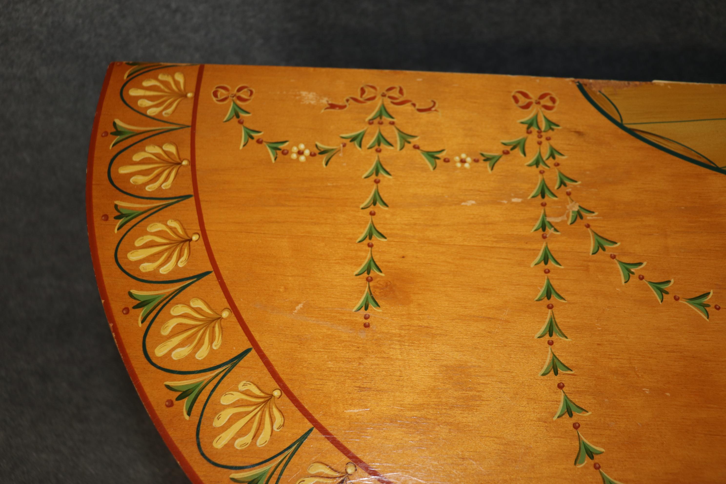 Adams Style Paint Decorated Demilune Sideboard Server By Historic New England For Sale 1