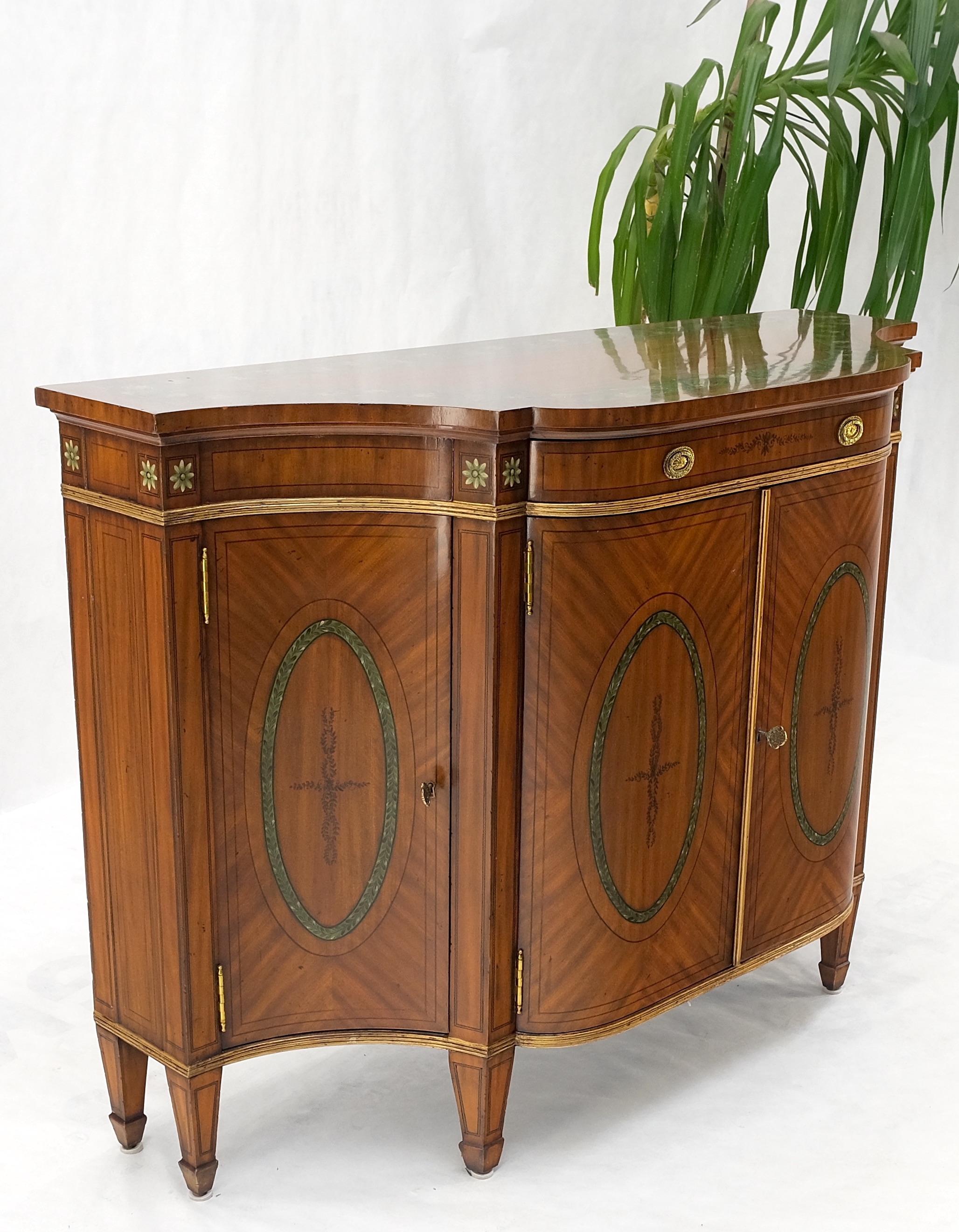 Adams Style Paint Decorated Sideboard Credenza Two Door Cabinet Satin Wood MINT! For Sale 3