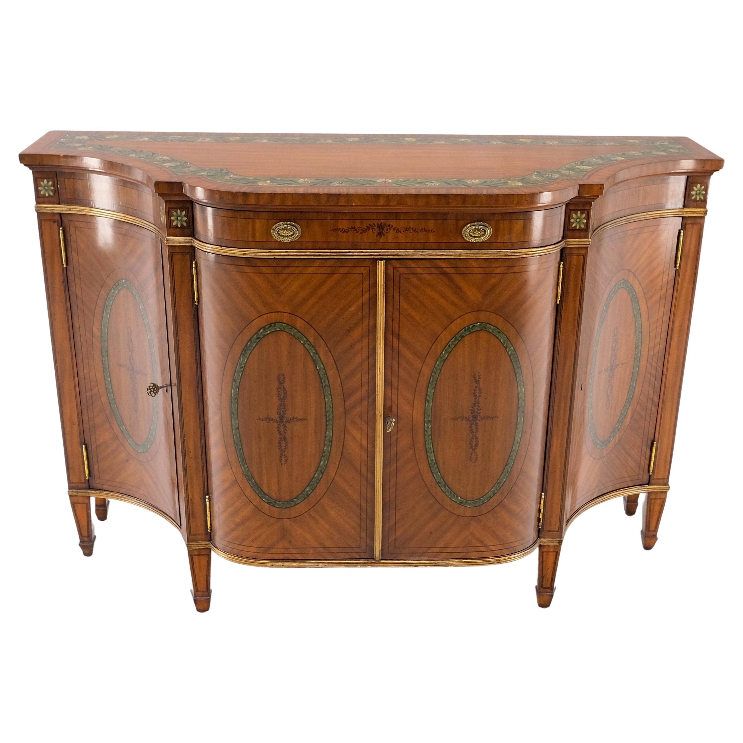 Adams Style Paint Decorated Sideboard Credenza Two Door Cabinet Satin Wood MINT! For Sale