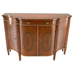 Vintage Adams Style Paint Decorated Sideboard Credenza Two Door Cabinet Satin Wood MINT!