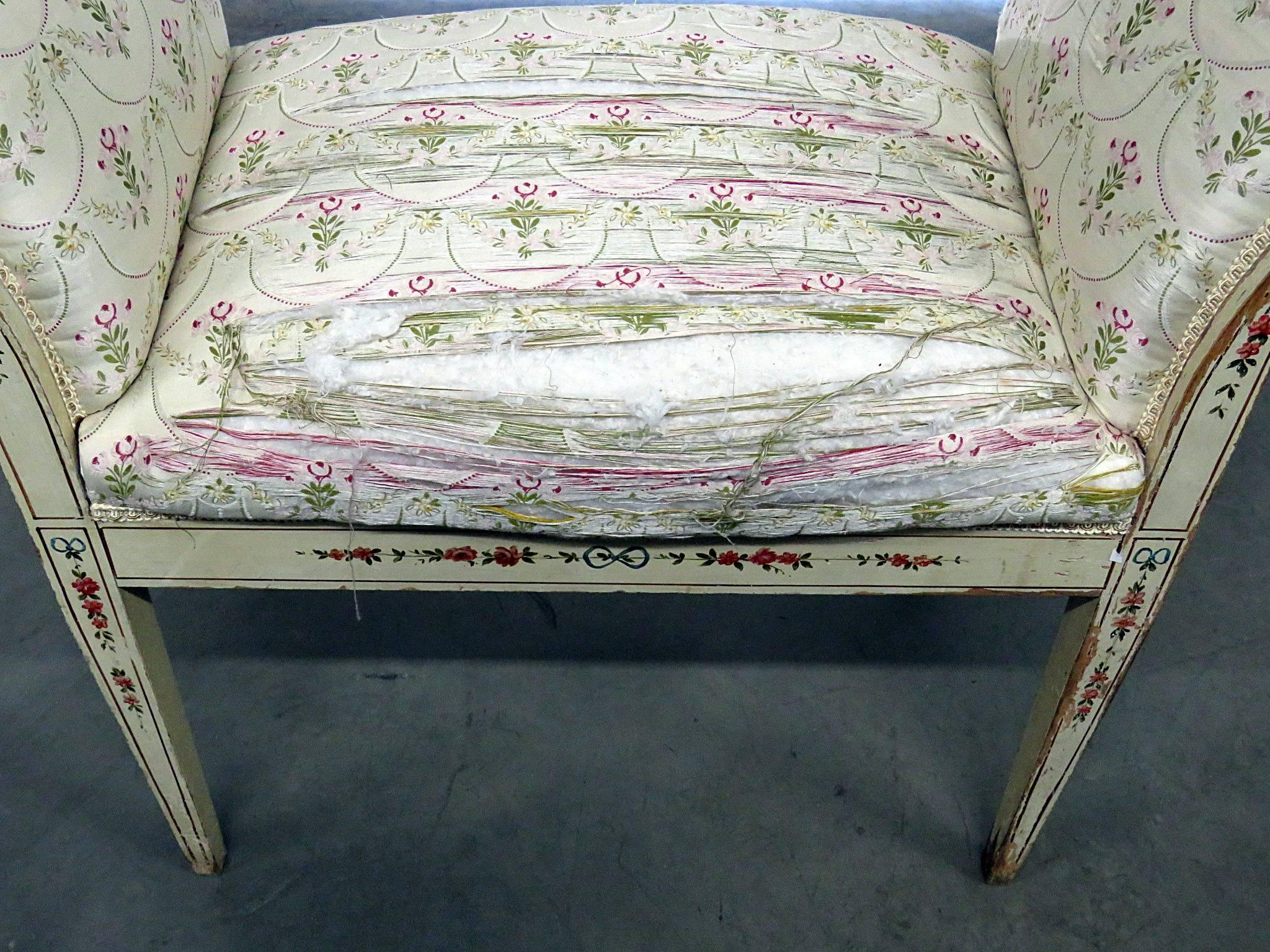 Adams Style Paint Decorated Window Bench 1
