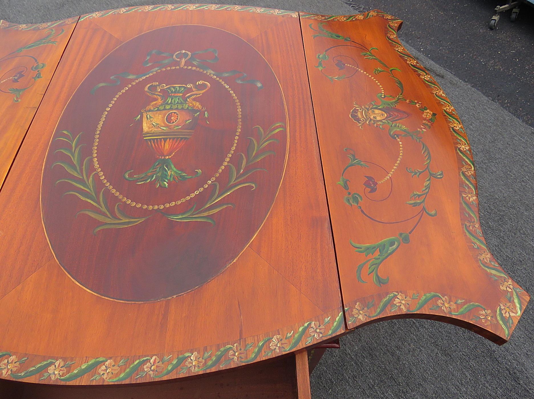 Painted Antique English Paint Decorated Adam's Style Pembroke Table