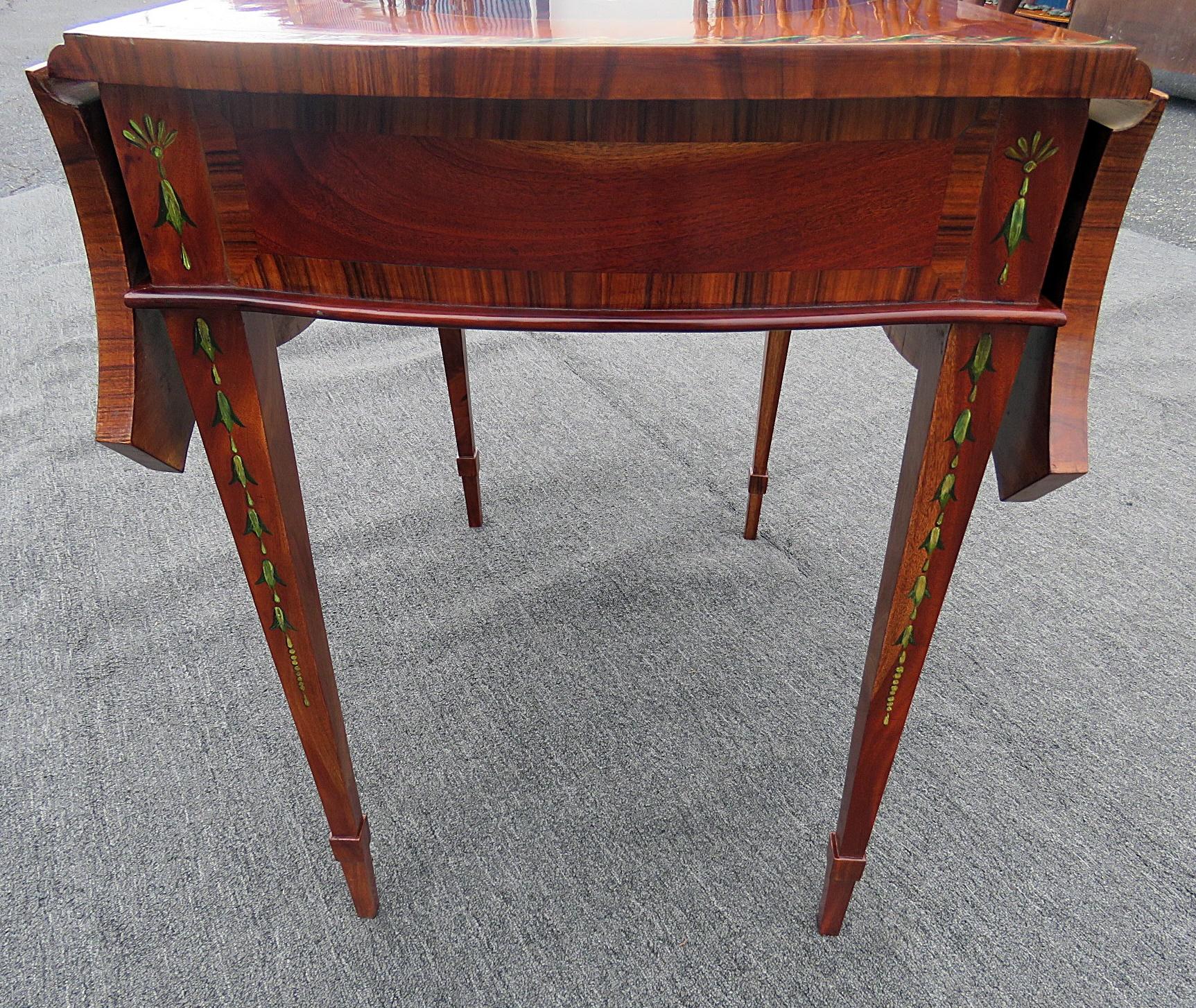 Wood Antique English Paint Decorated Adam's Style Pembroke Table