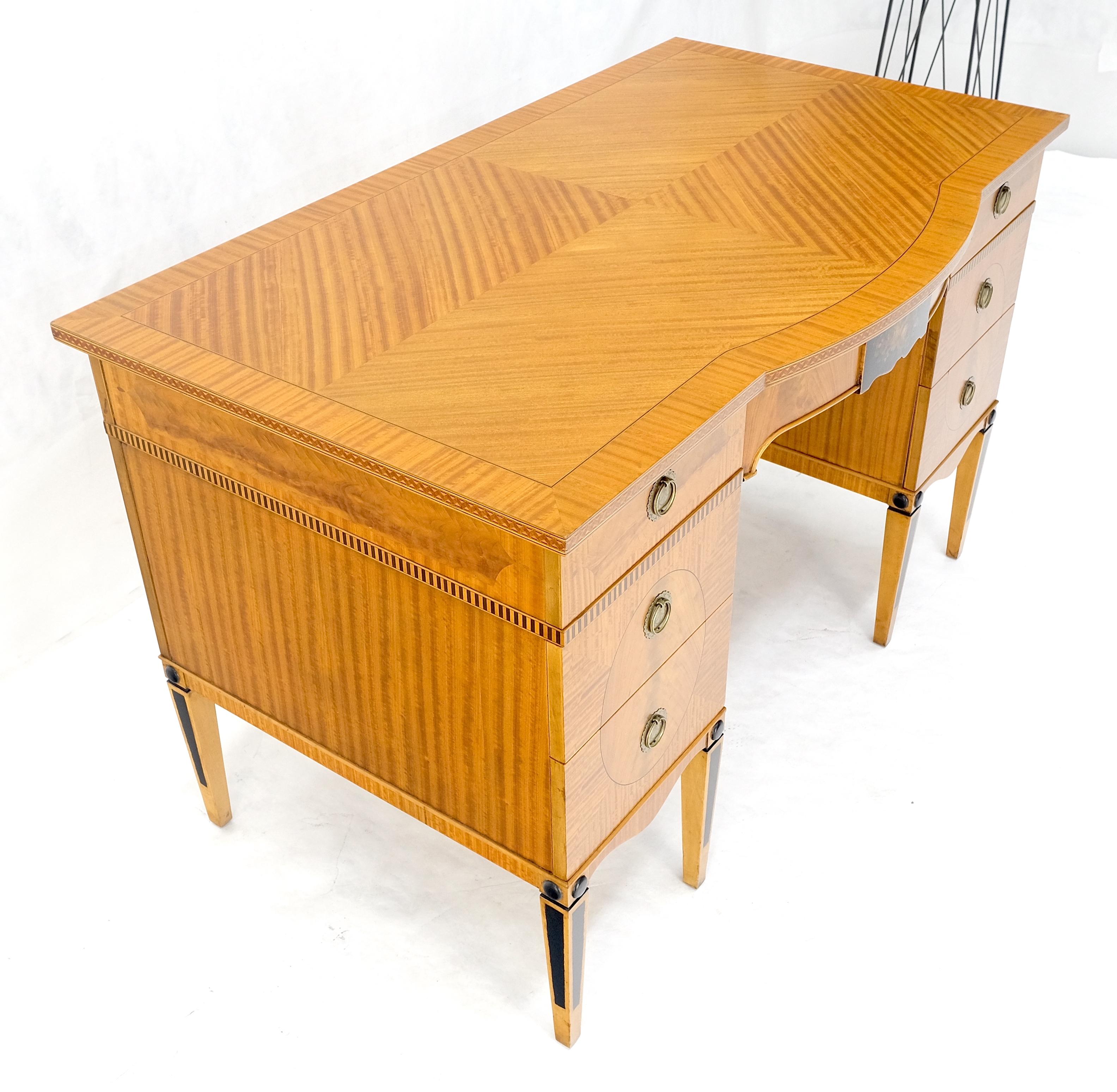 Adams Style Satin Wood Hand Painted 7 Drawers Desk Vanity Table Decorative MINT For Sale 5
