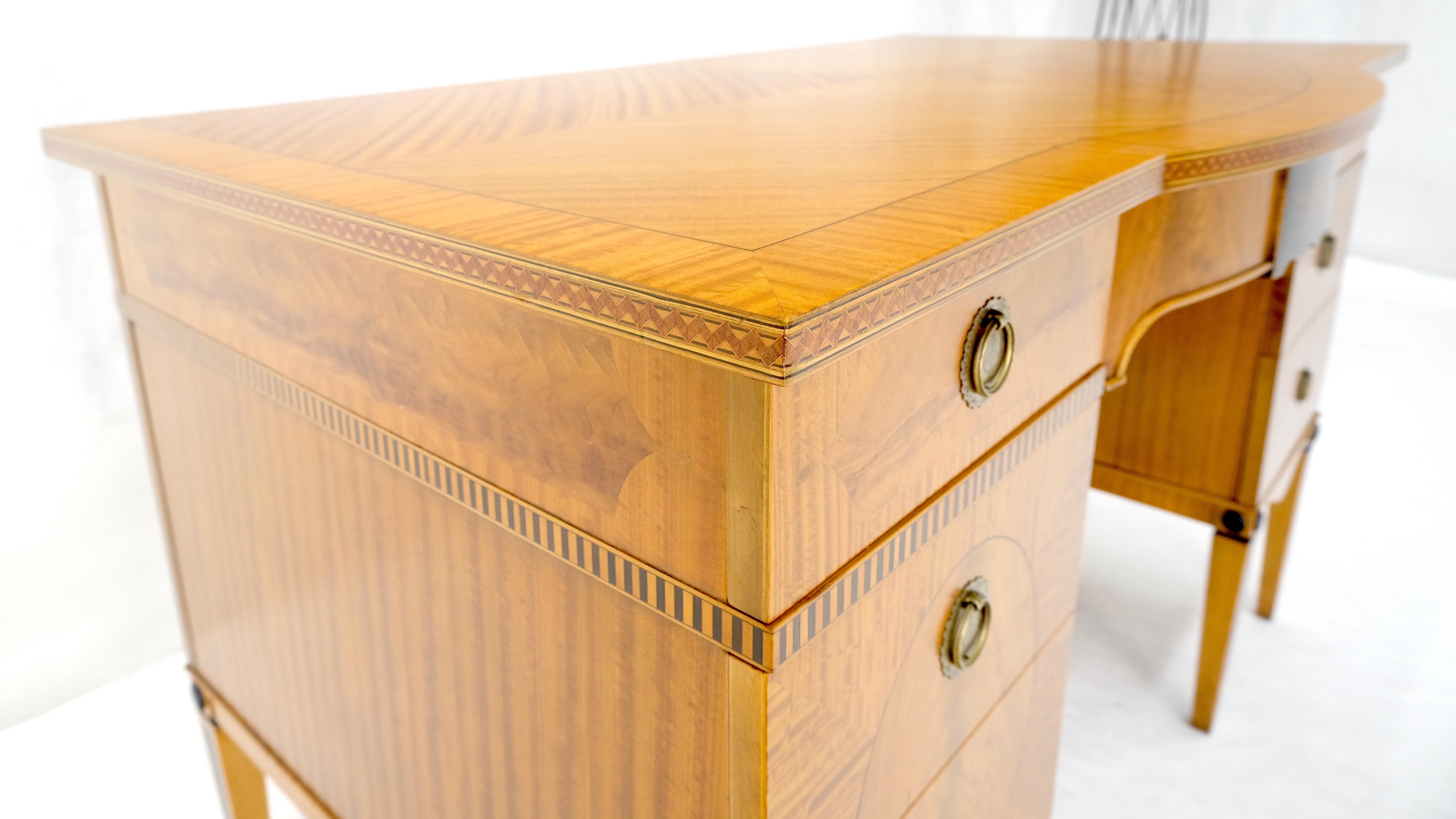 Adams Style Satin Wood Hand Painted 7 Drawers Desk Vanity Table Decorative MINT For Sale 6