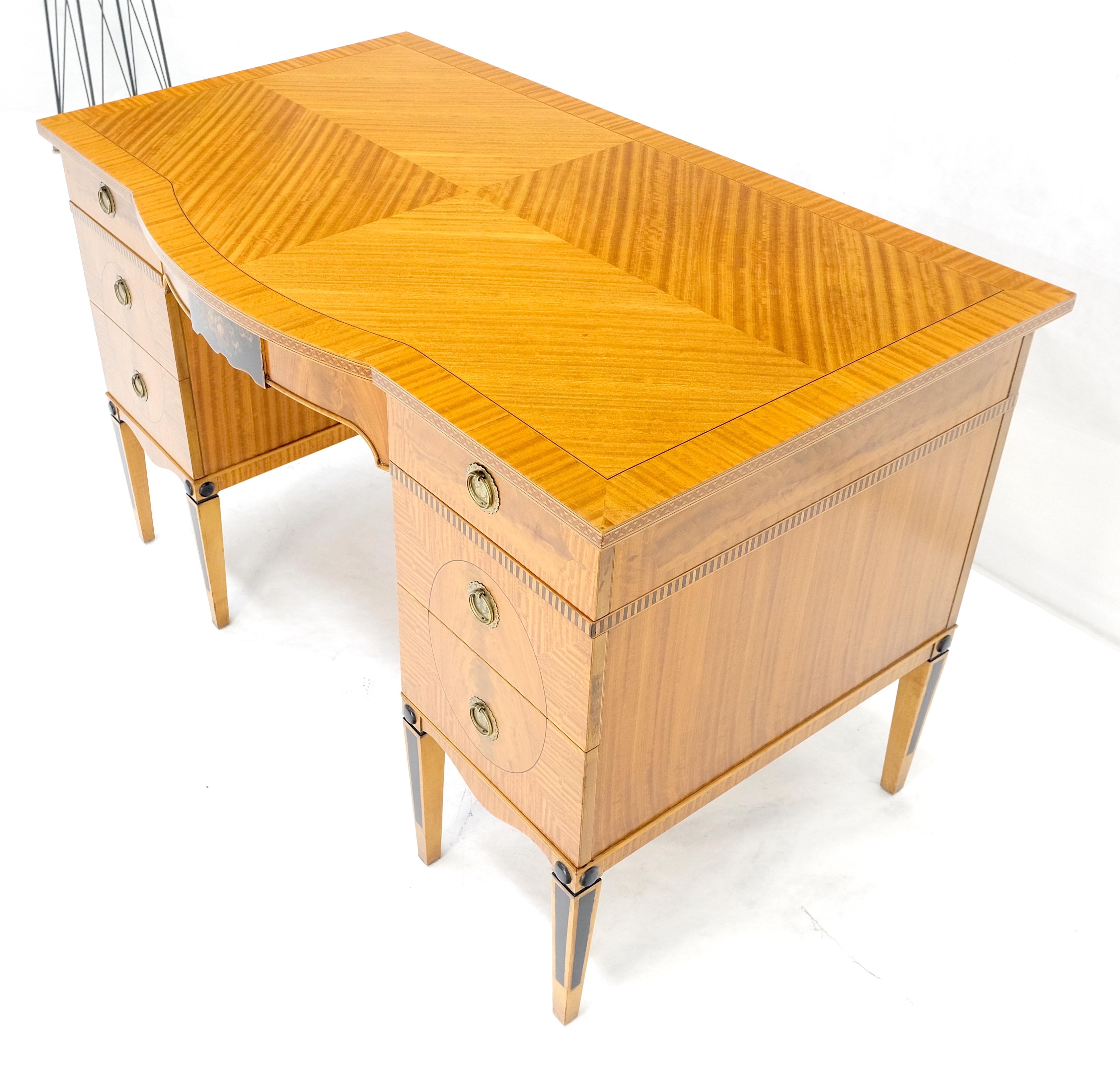 Adams Style Satin Wood Hand Painted 7 Drawers Desk Vanity Table Decorative MINT For Sale 7
