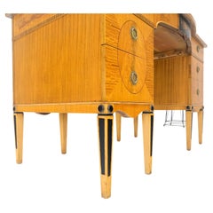 Adams Style Satin Wood Hand Painted 7 Drawers Desk Vanity Table Decorative MINT