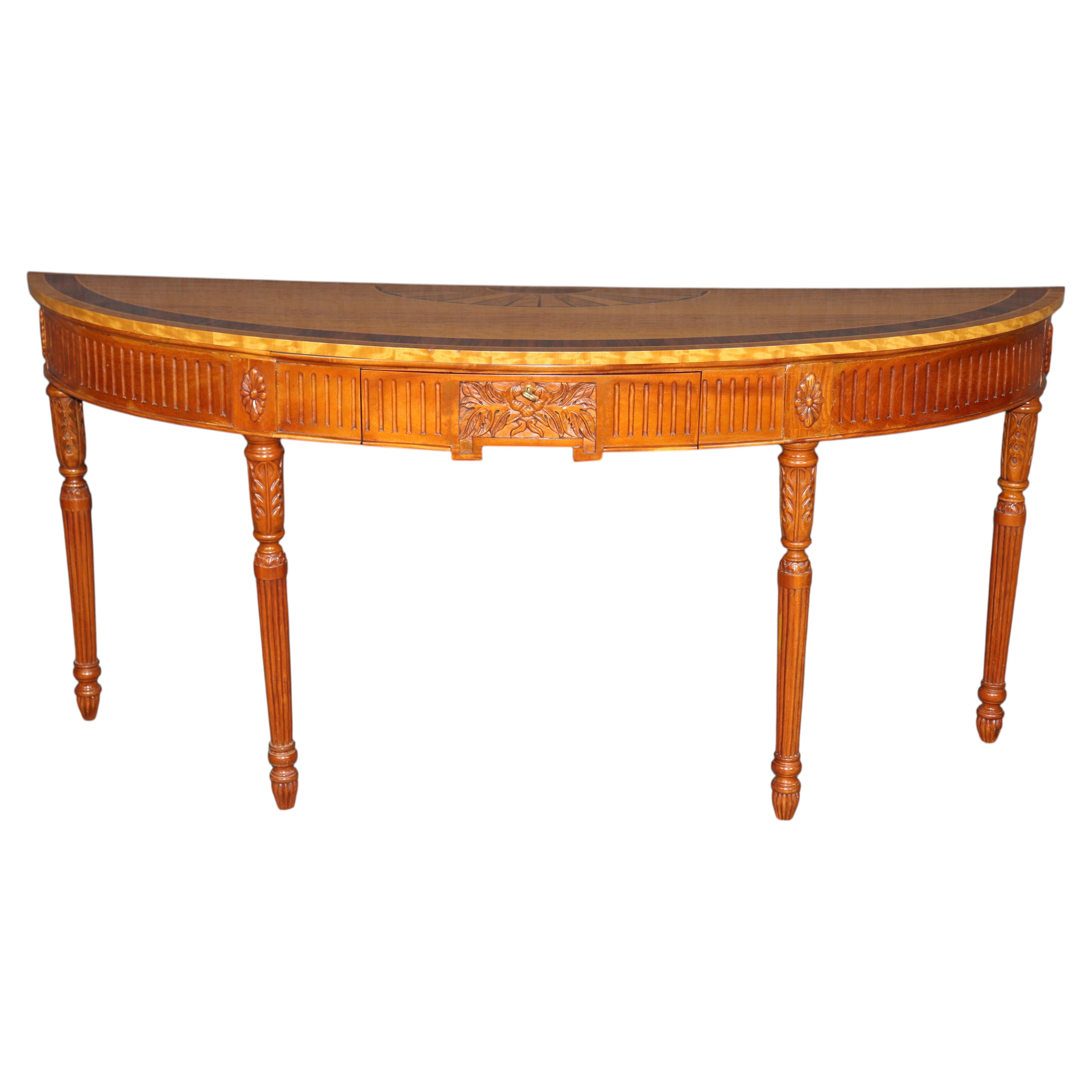 Adams Style Satinwood Demilune Console Table Maitland Smith Quality