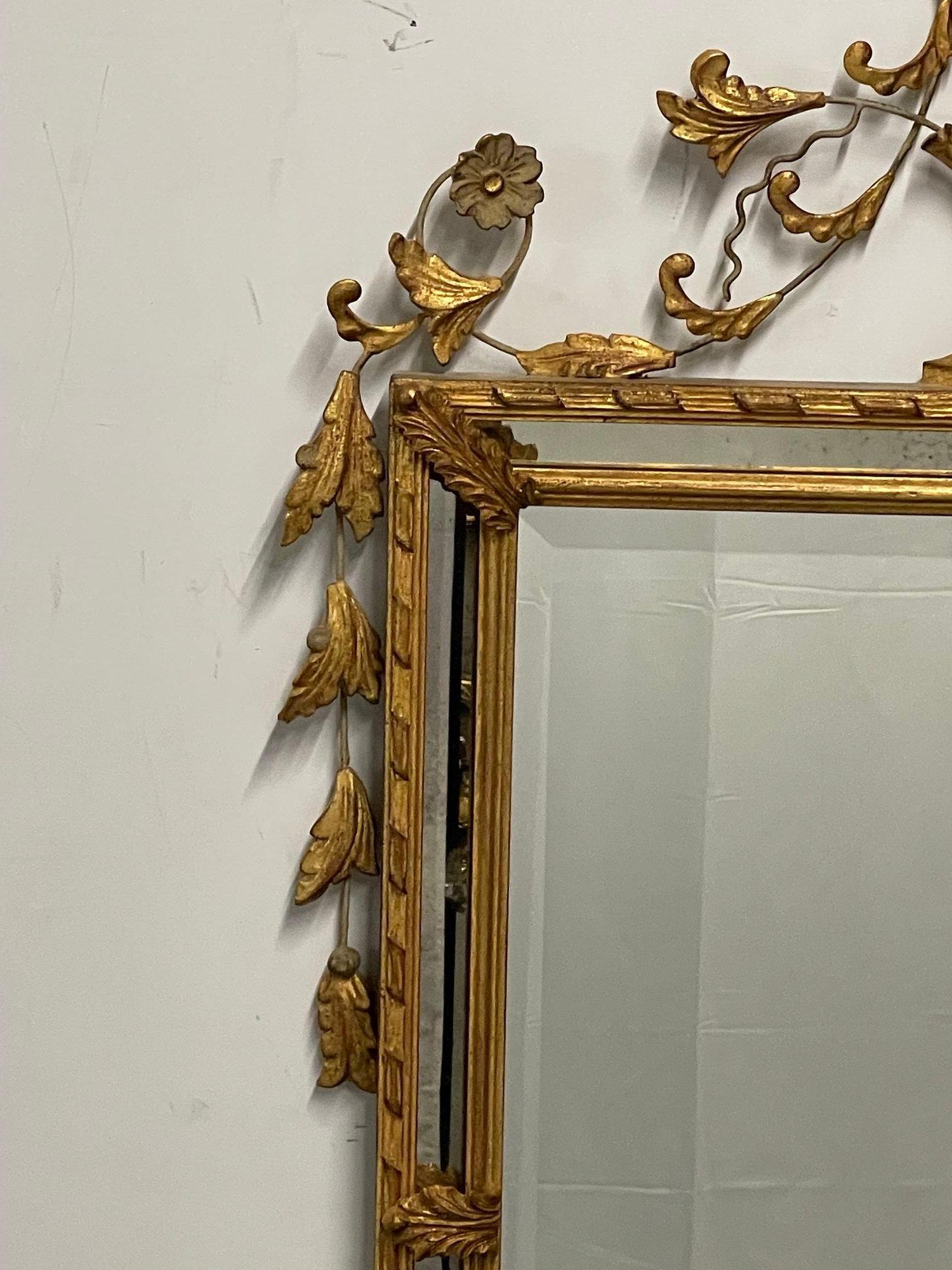 Late 20th Century Adams Style Wall / Console / Pier Mirror, Giltwood, Floral Motif For Sale