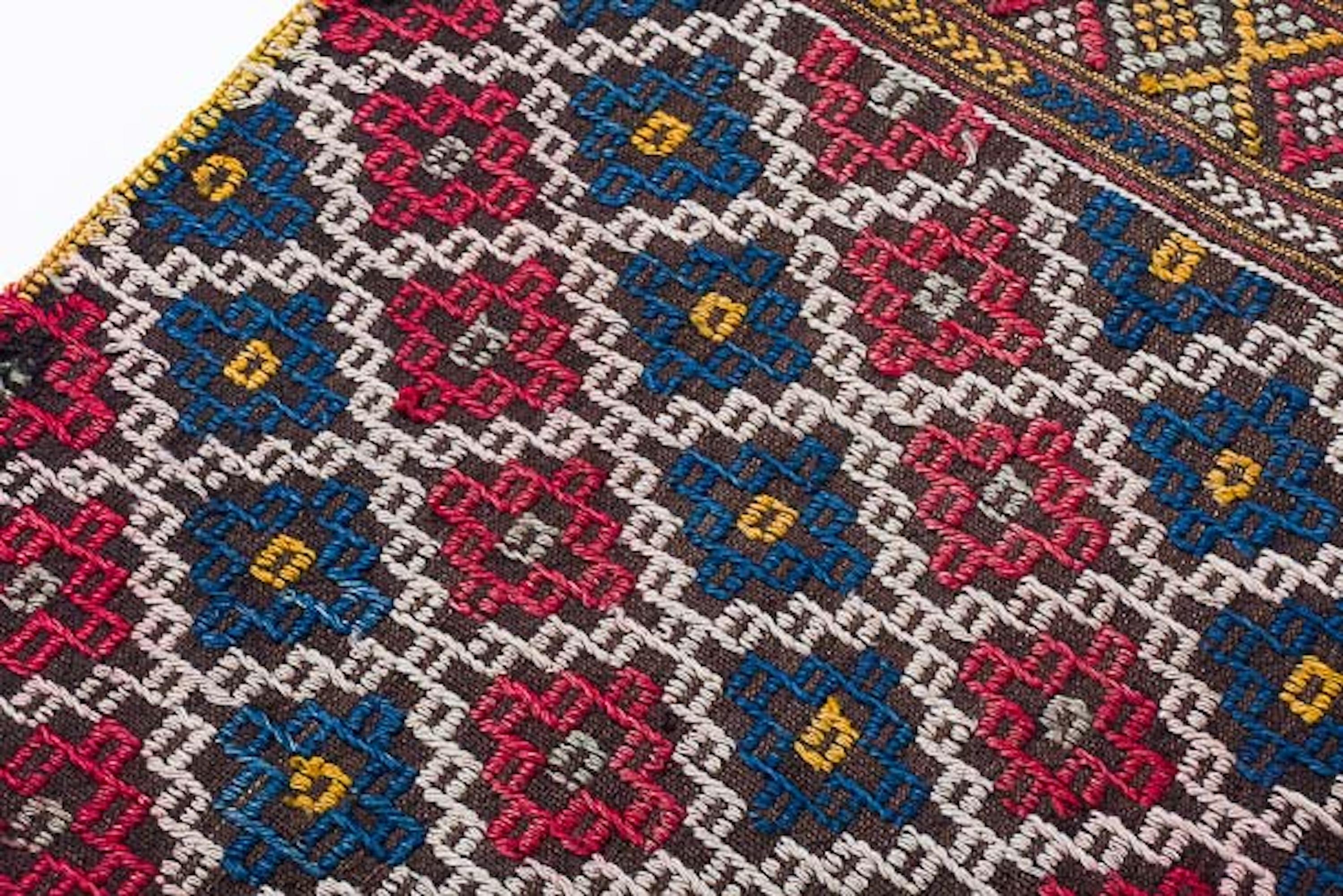 Tissé à la main Adana Cecim Jejim Cicim Small Kilim Southern Anatolian Carpet Turkish Yastık Rug en vente