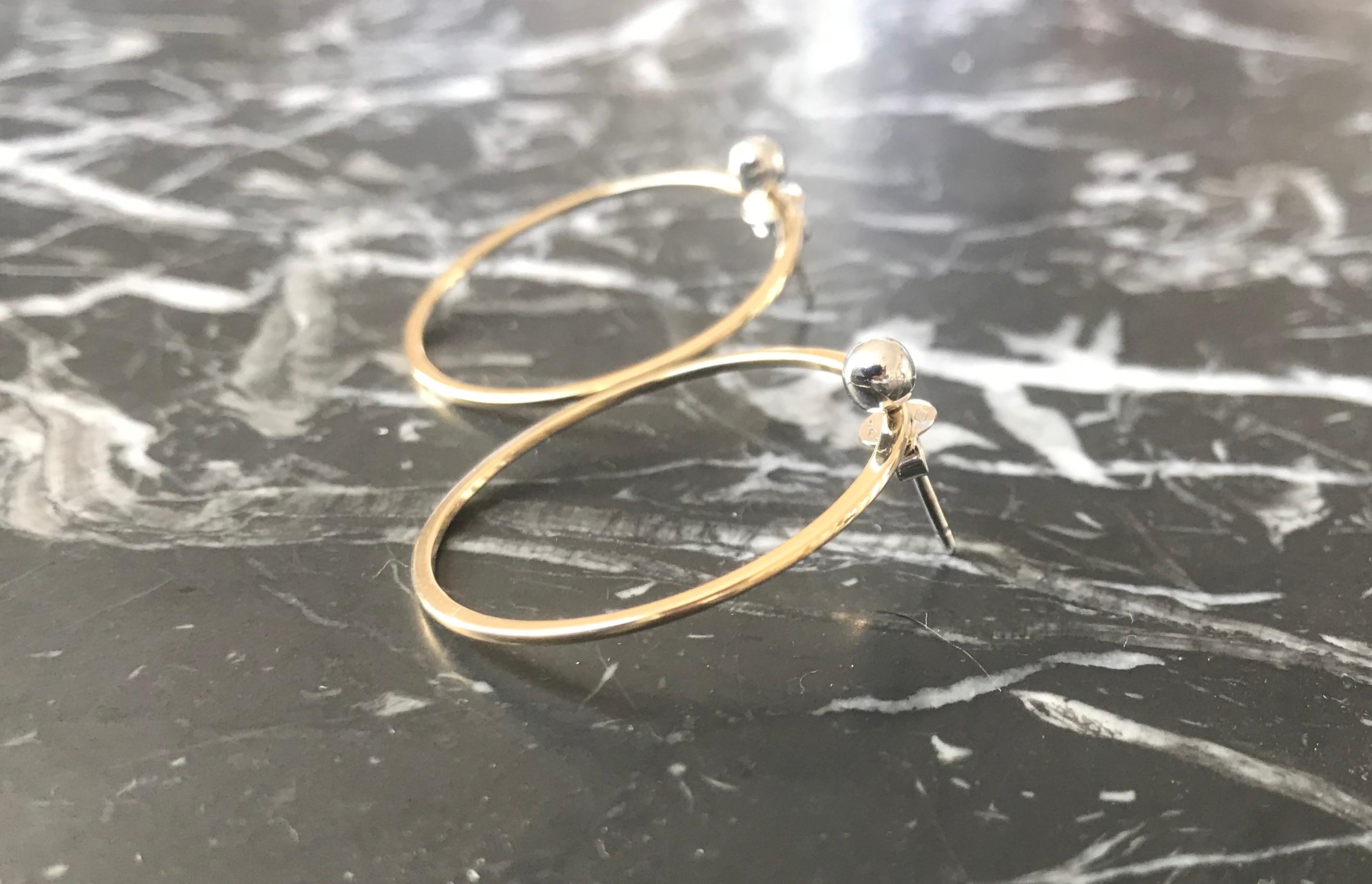 Women's Adaptable Solid 14 Karat Yellow Gold Hoop Earrings And Classic White Gold Studs For Sale