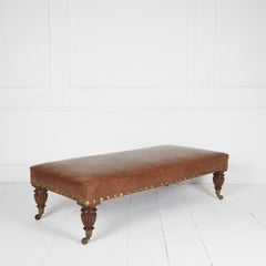 Adapted daybed stool in hand-antiqued Italian hide