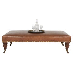 Adapted daybed stool in hand-antiqued Italian hide