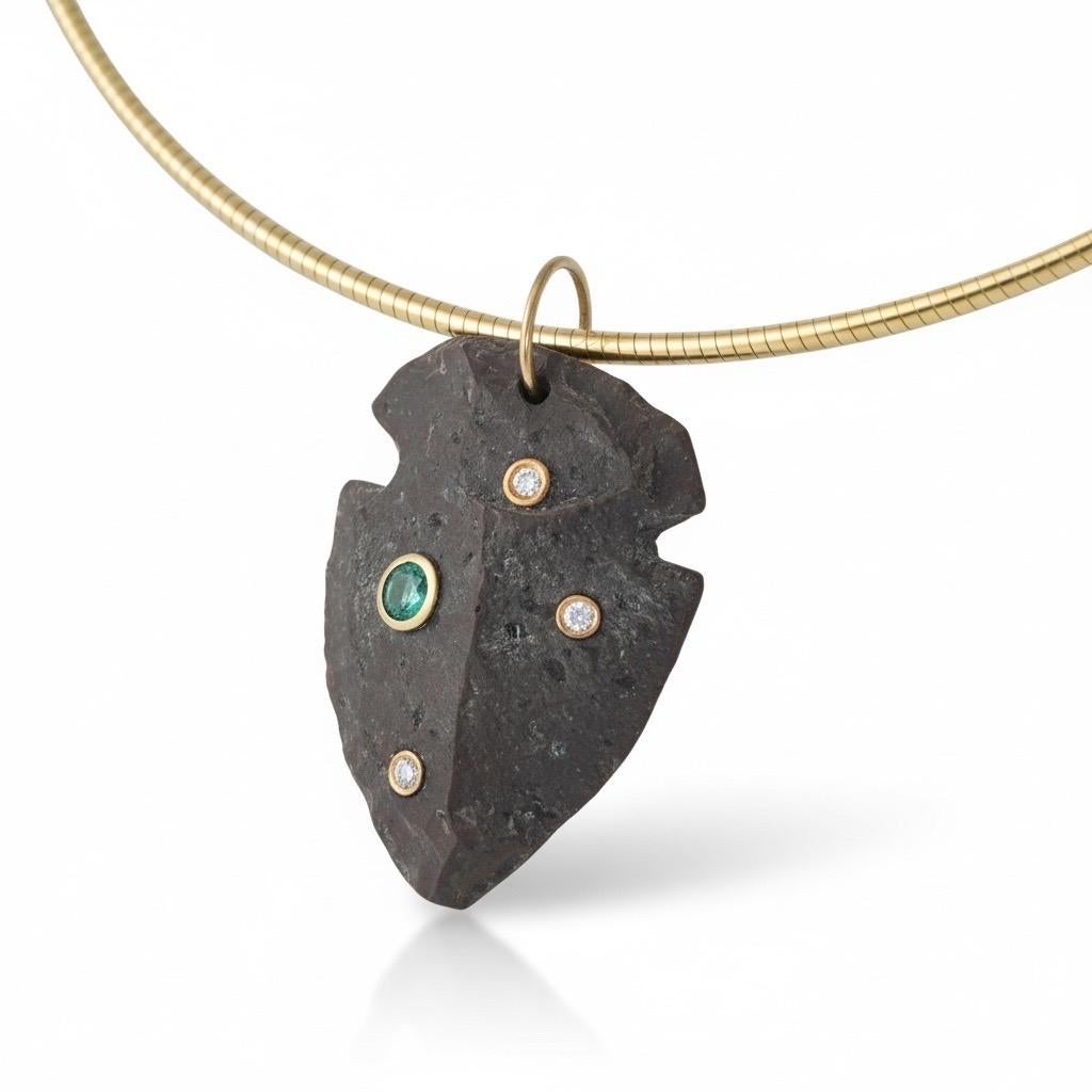 Taille mixte Adapted Pendant with Emerald, Diamonds & 14k Gold en vente