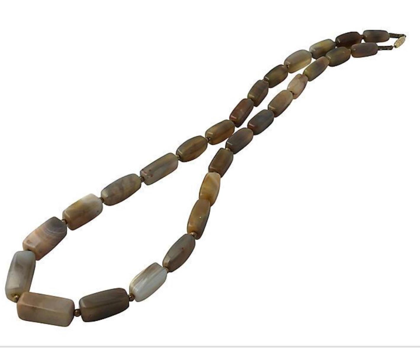 Add Extra Photo from OKL Long Banded Agate Bead Necklace In Good Condition For Sale In Miami Beach, FL