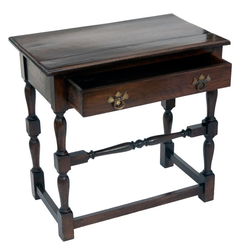 English Oak Table w Single Drawer For Sale at 1stDibs