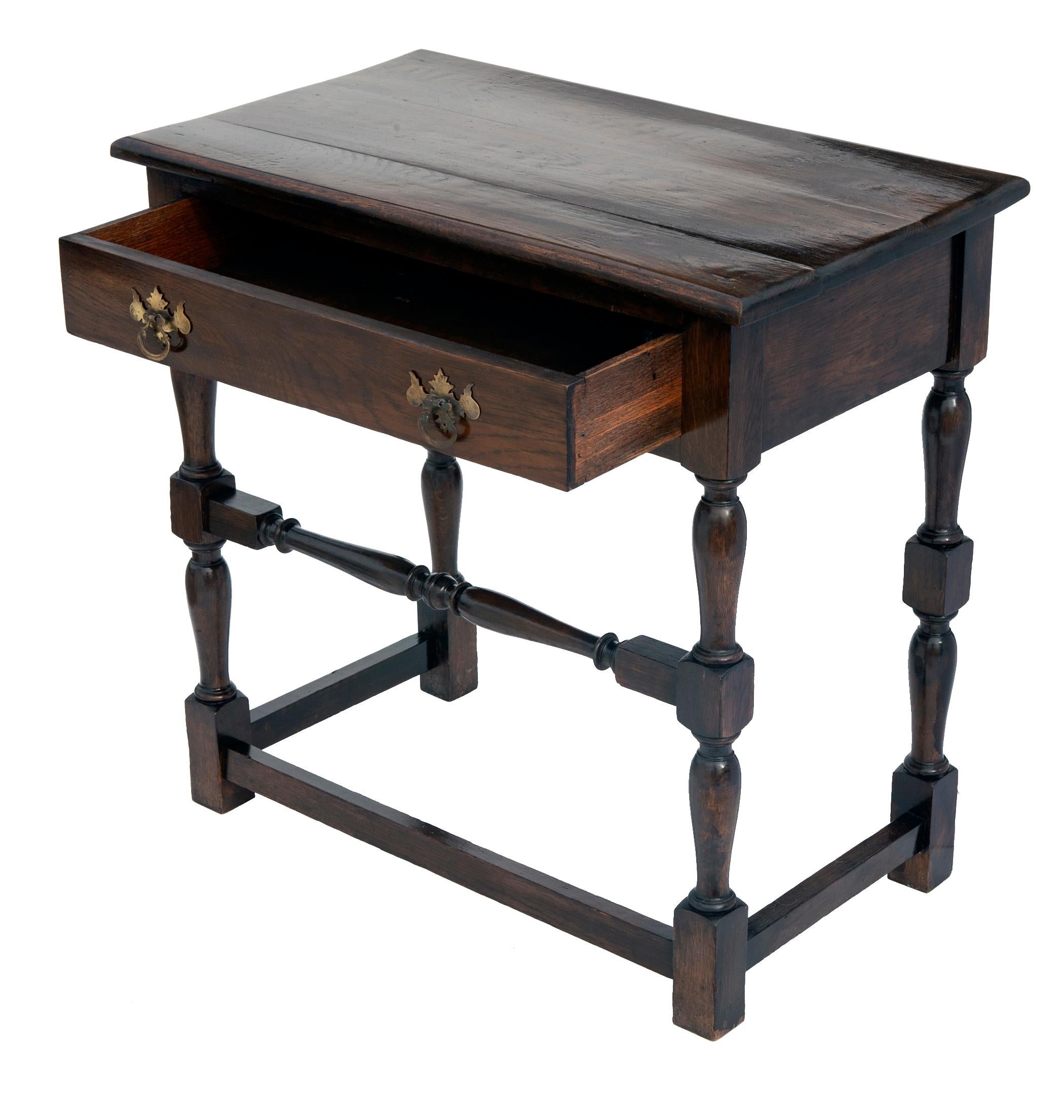 19th Century English Oak Table w Single Drawer