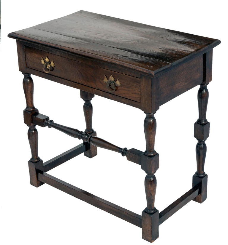 English Oak Table w Single Drawer For Sale at 1stDibs