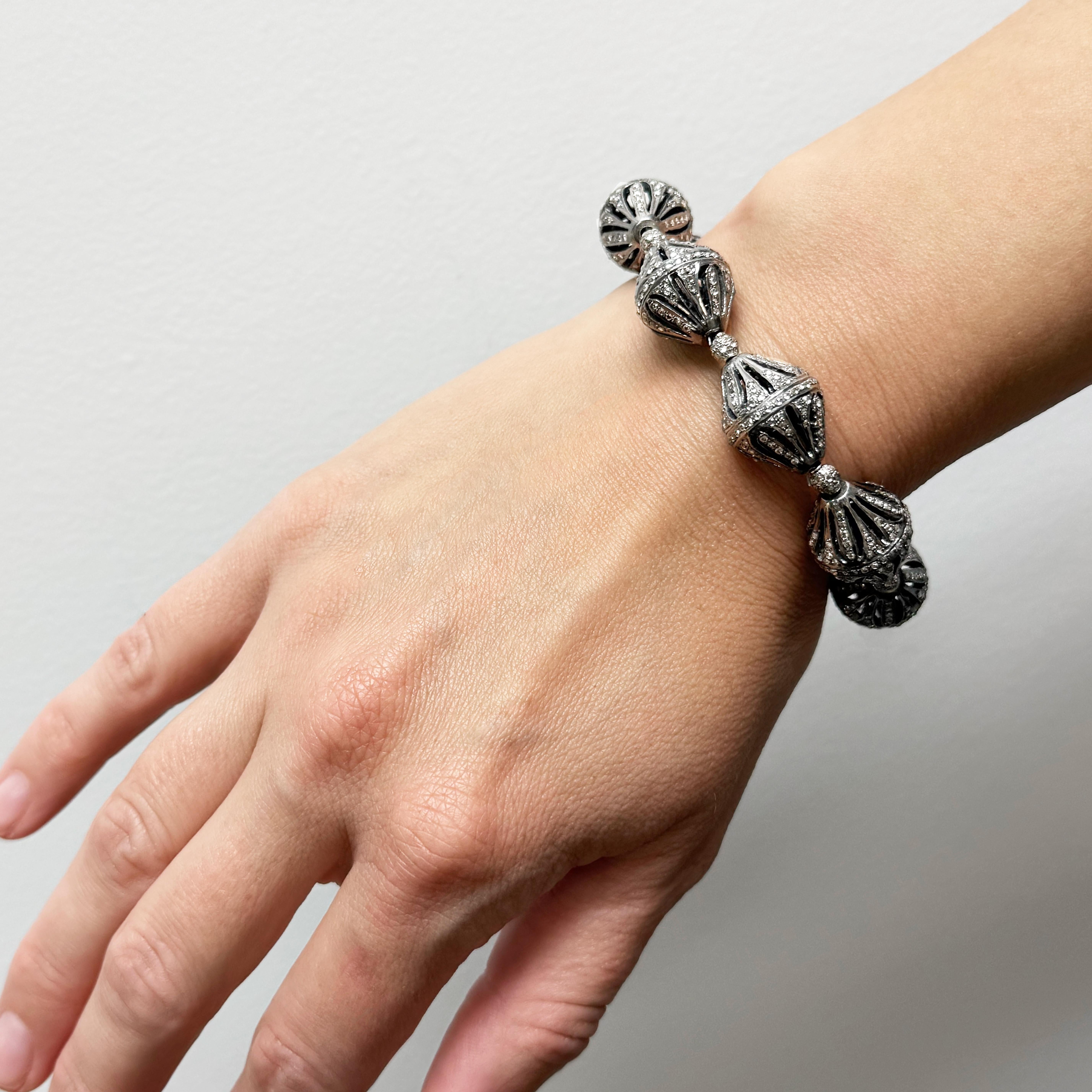 Contemporary ADD PHOTOS Large Fancy Shape Diamond Beads Paradizia Bracelet For Sale