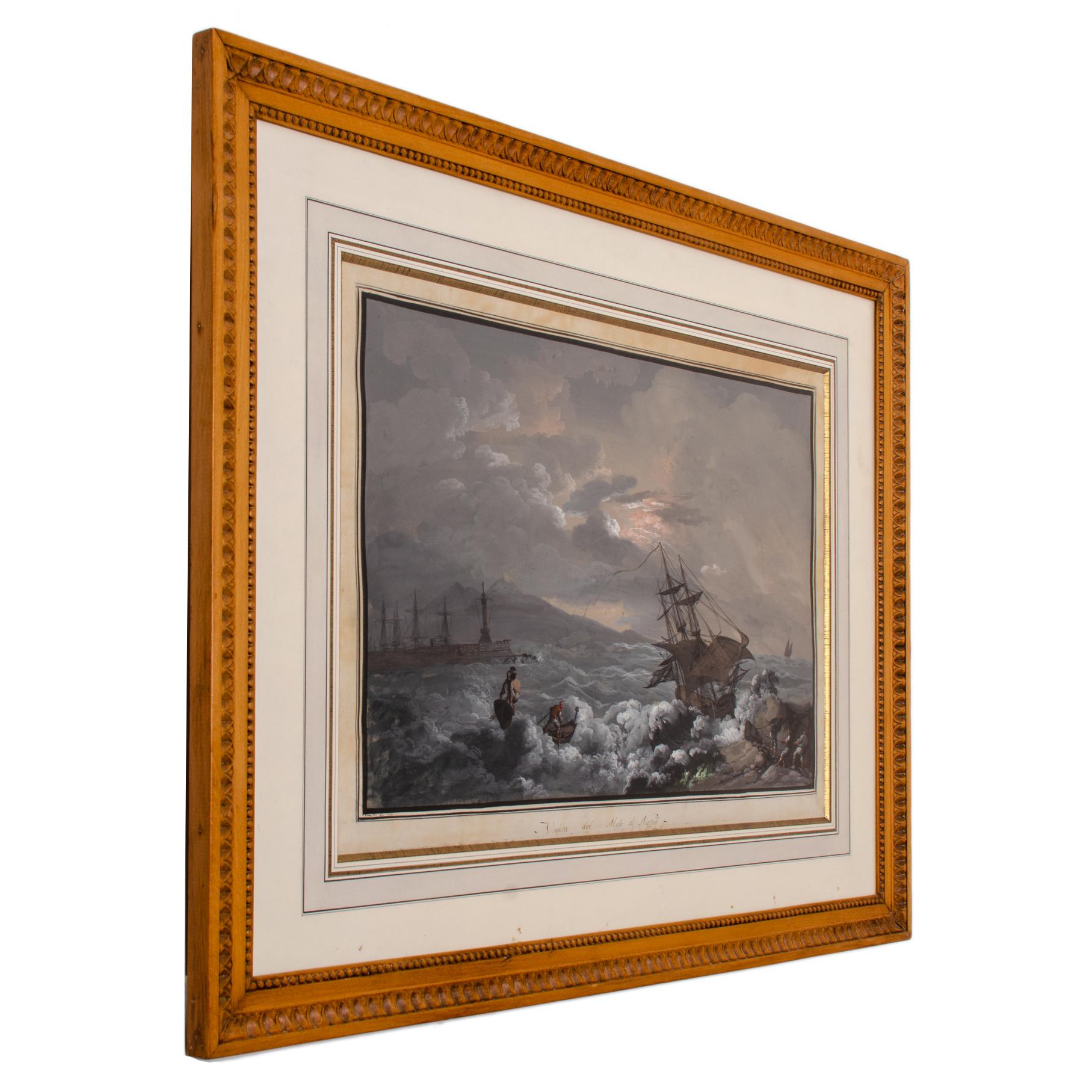 add photosCamillo de Vito, View from Naples Pier, Gouache, c.1820s Regular price For Sale 3