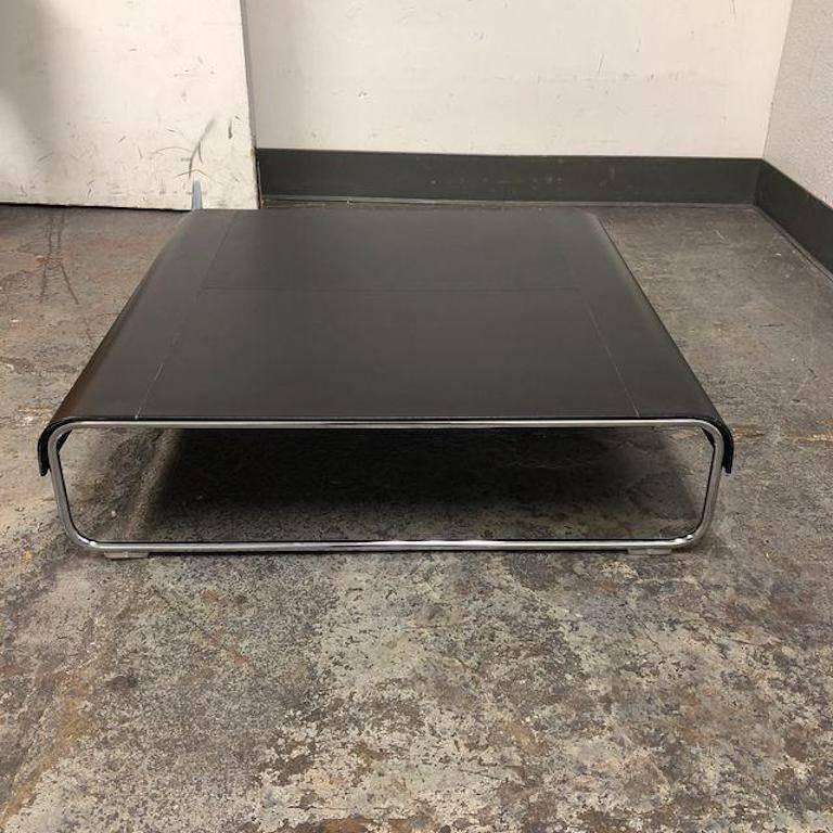 Mid-Century Modern Add_Look I4 Mariani Leather and Chrome Coffee Table