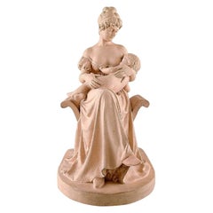 Adda Bonfils for Ipsens, Terracotta Sculpture of Mother and Child