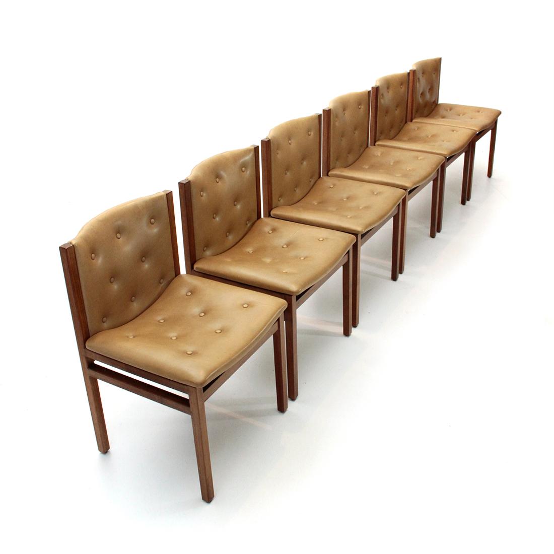 Added Dining Chairs by Tito Agnoli for La Linea, 1960s, Set of Six In Good Condition In Savona, IT