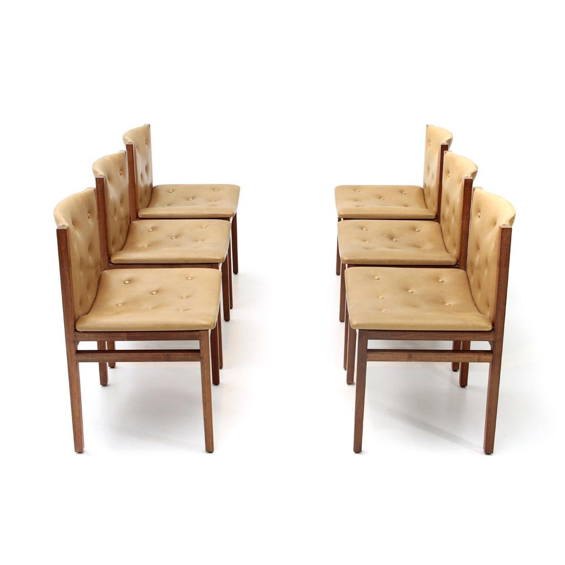 Added Dining Chairs by Tito Agnoli for La Linea, 1960s, Set of Six (Mitte des 20. Jahrhunderts)
