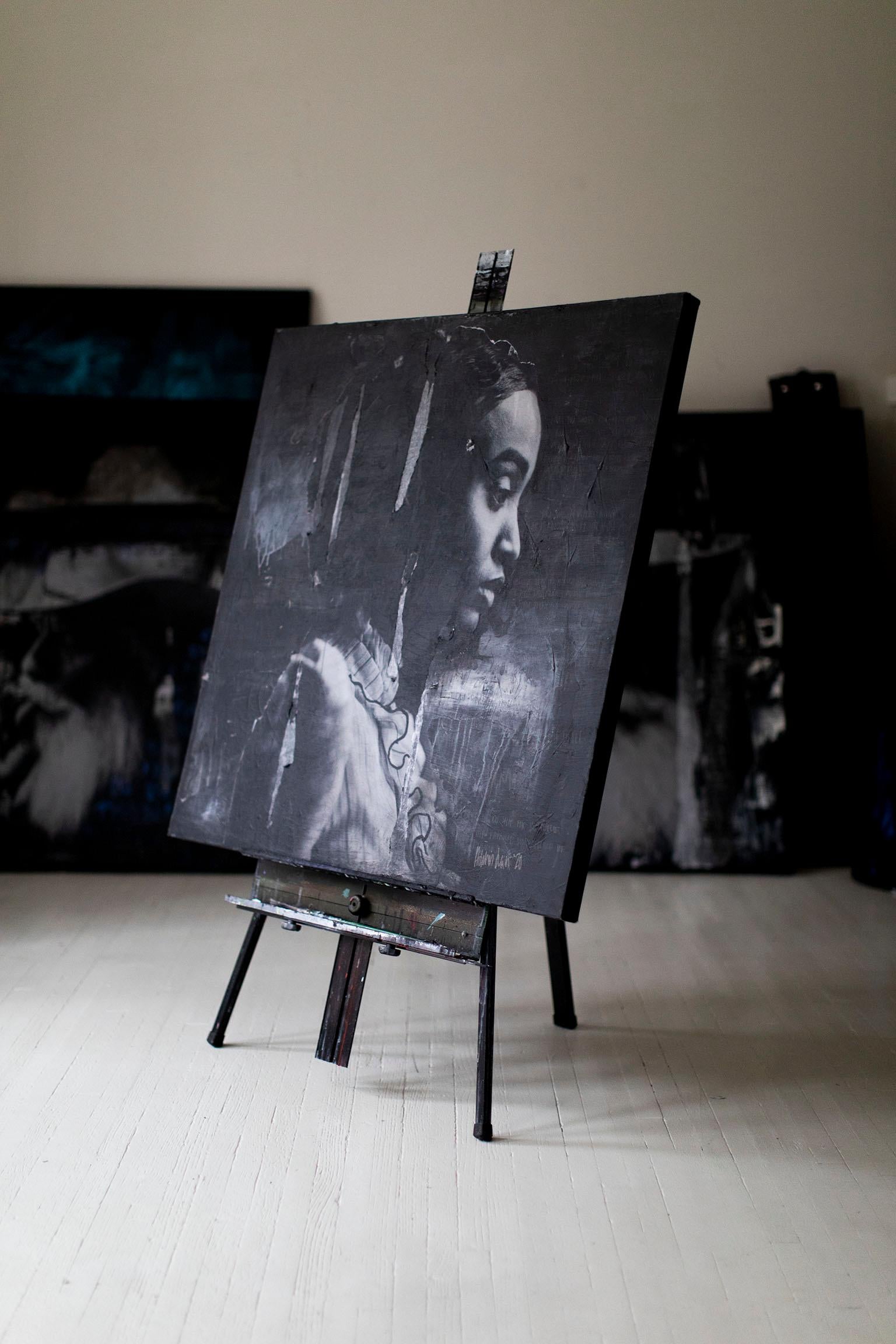 Ritratti, Arte mista nera, Street Art-Era, Ci sei? in vendita 13