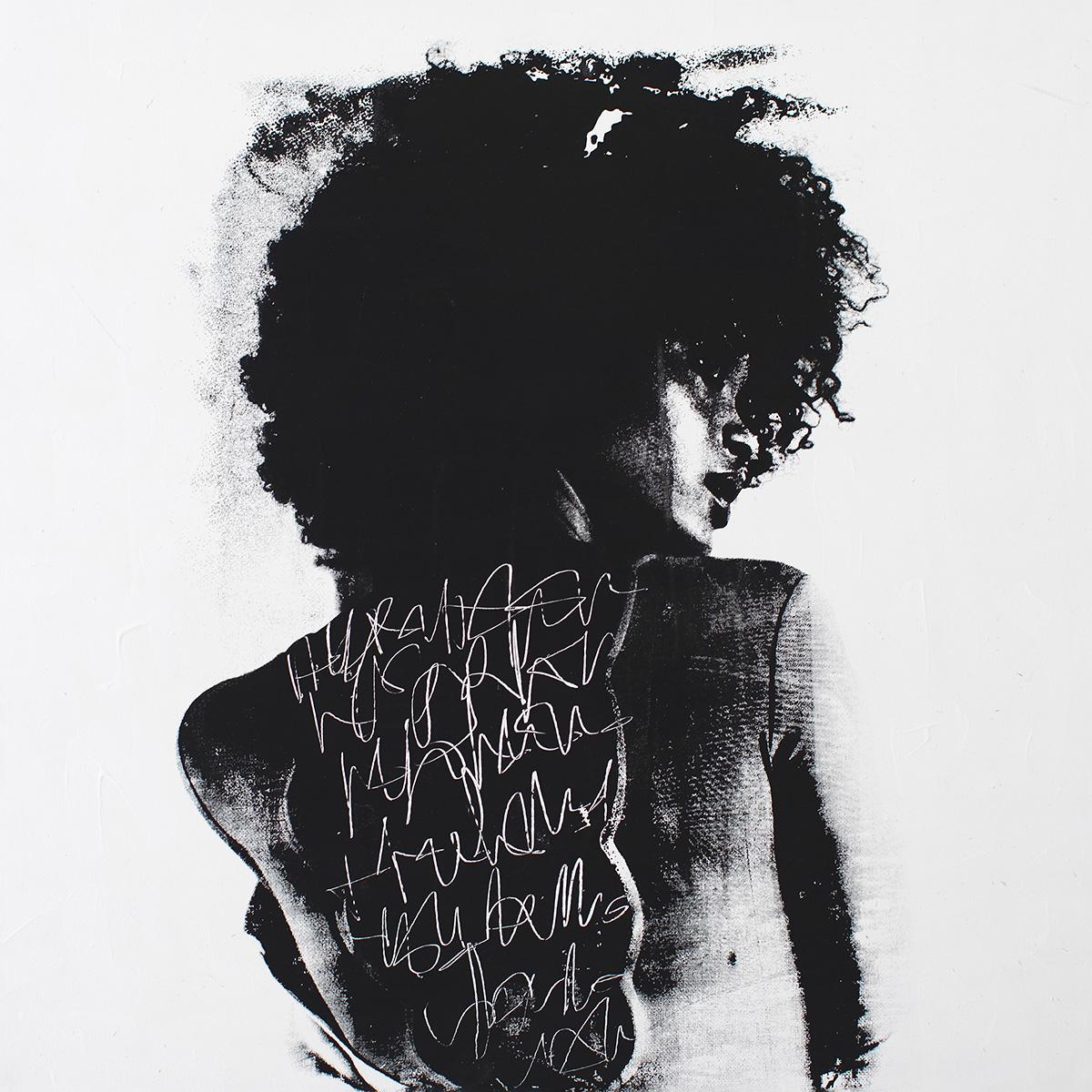 Contemporary Portrait Painting, Modern Art: To Write Graffiti on her Back For Sale 2