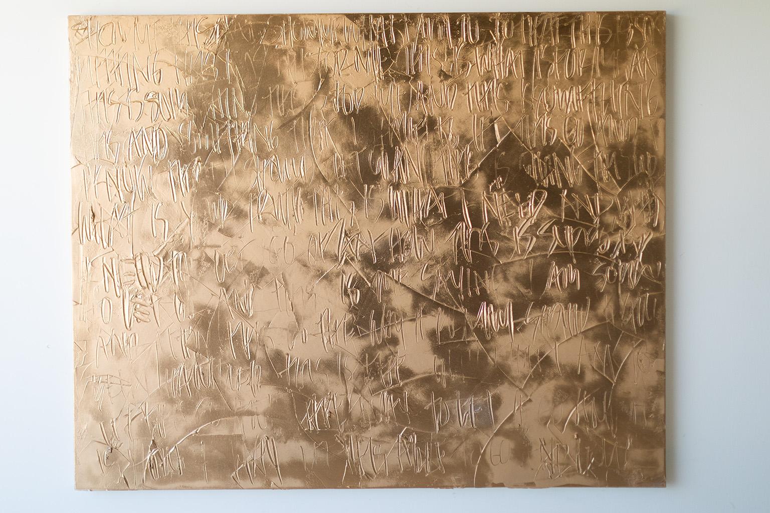 Gold Abstract Painting, Gold Painting, monochromatic painting: Let Go - Contemporary Art by Addison Jones