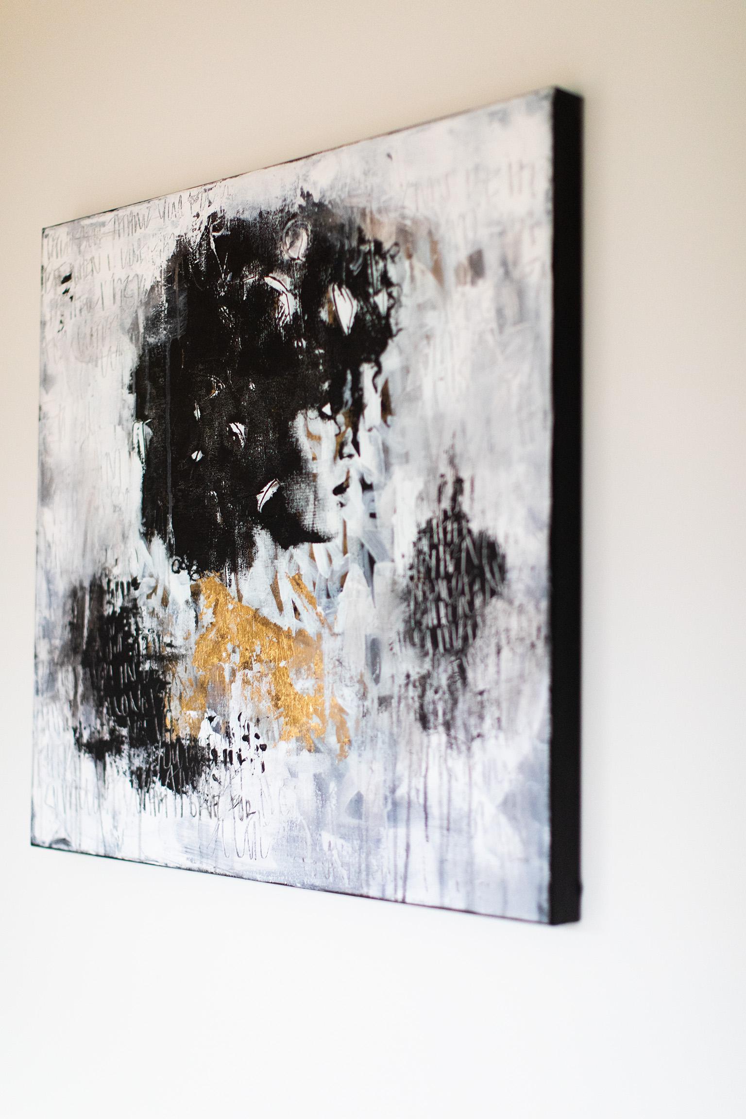 Contemporary Art, Mixed Media Art, Portrait Paintings-Now Turn to the Left

ABOUT THIS PIECE:
“Now turn to the left, (Cortney-A4)” is mixed media street art by Addison Jones featuring her own portrait photography. It’s produced using gold leaf on
