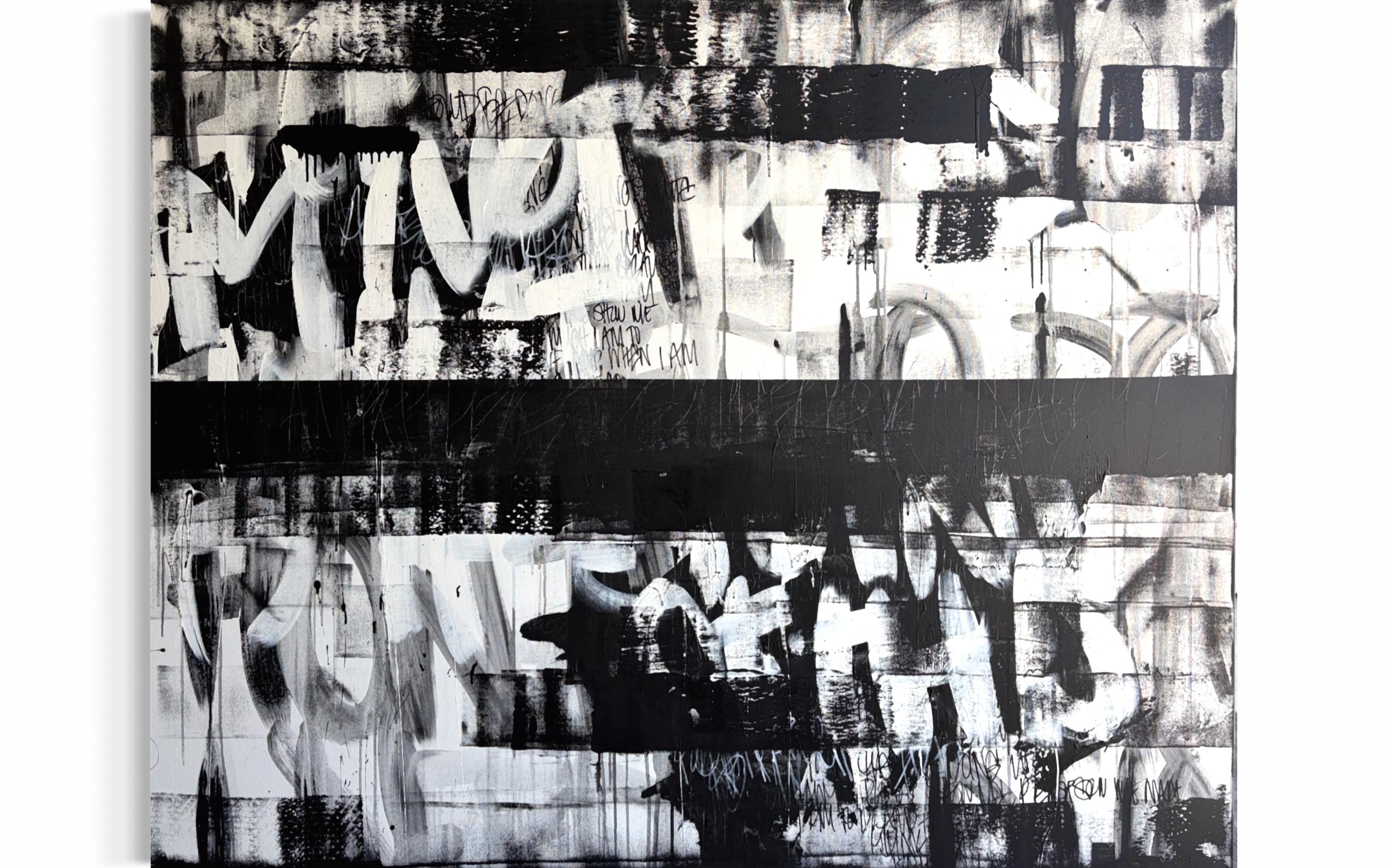 Addison Jones Abstract Painting - "Favor upon me", Black and White graffiti artwork, graffiti artwork , 2026