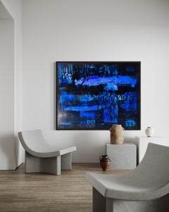 "Subir de nivel", pintura azul moderna