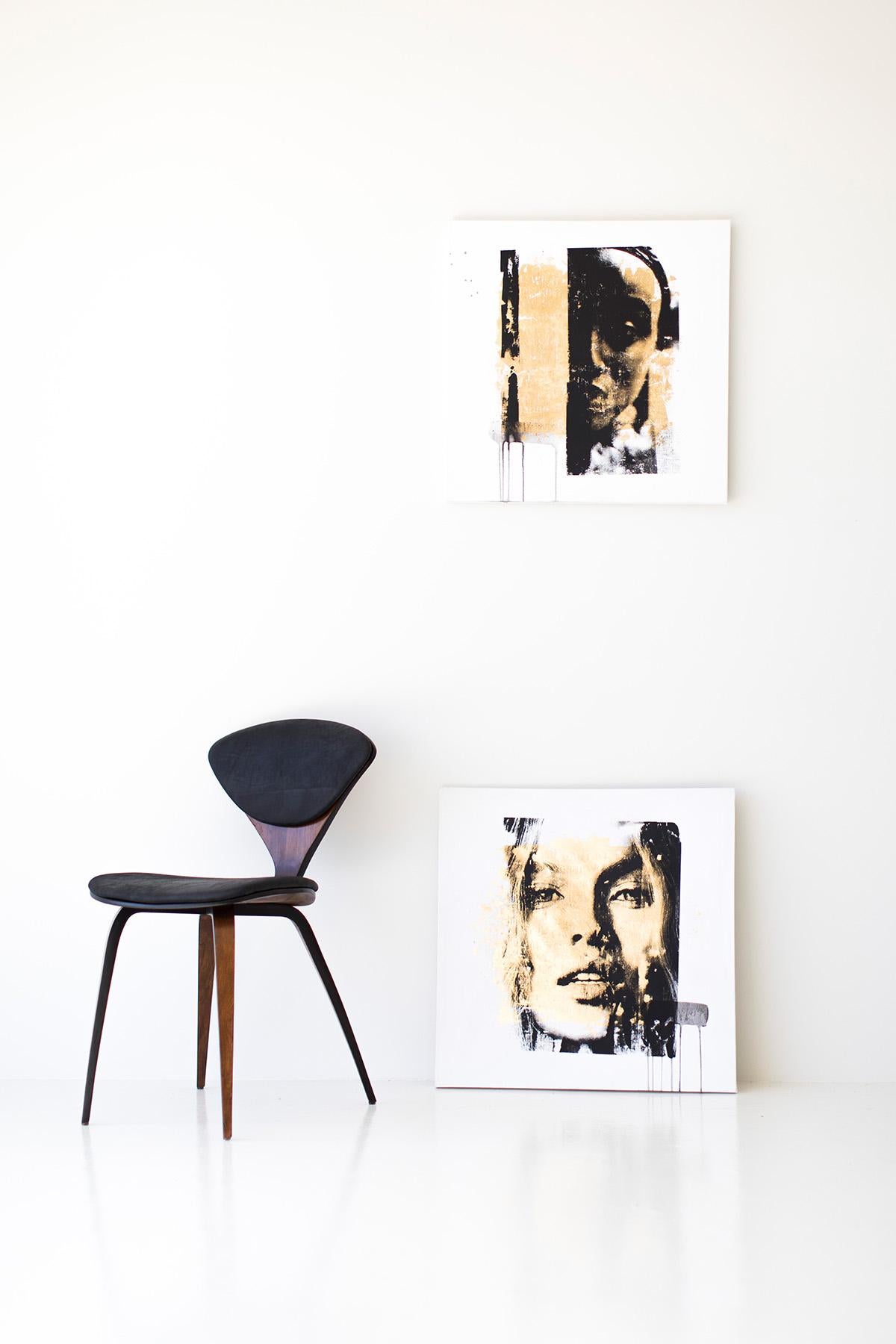 PERSONALIZADO Arte contemporáneo, Retrato en pan de oro, Arte moderno-Armonía en venta 7
