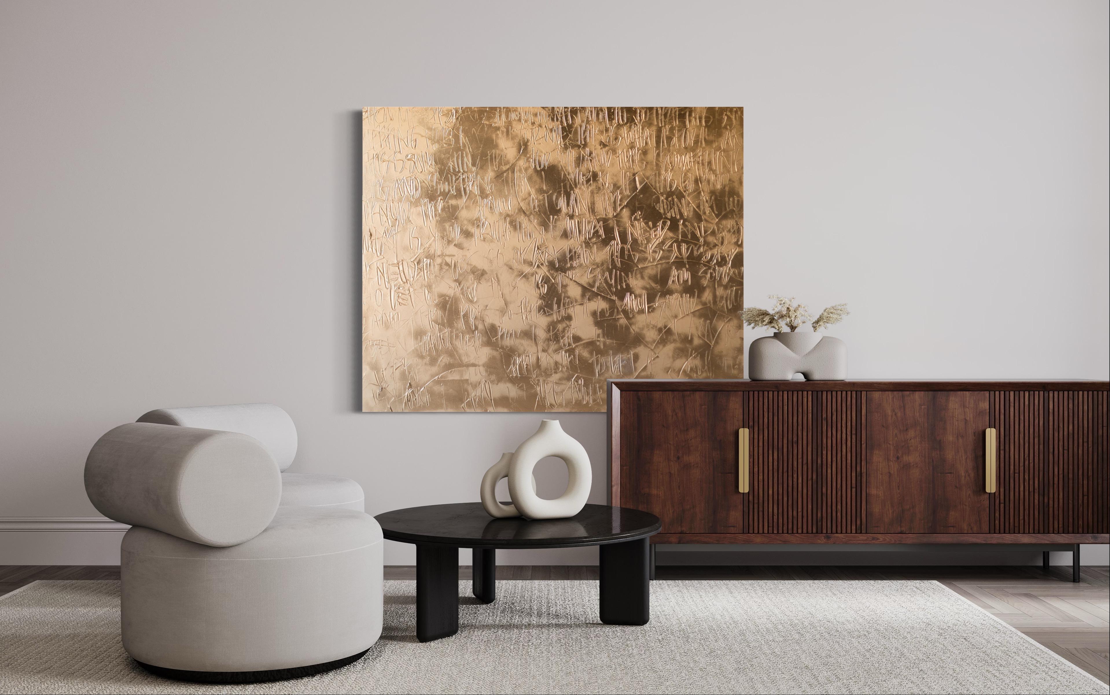 Gold Abstract Paintings, Gold Modern Art, Abstract Art-Grace For Sale 9