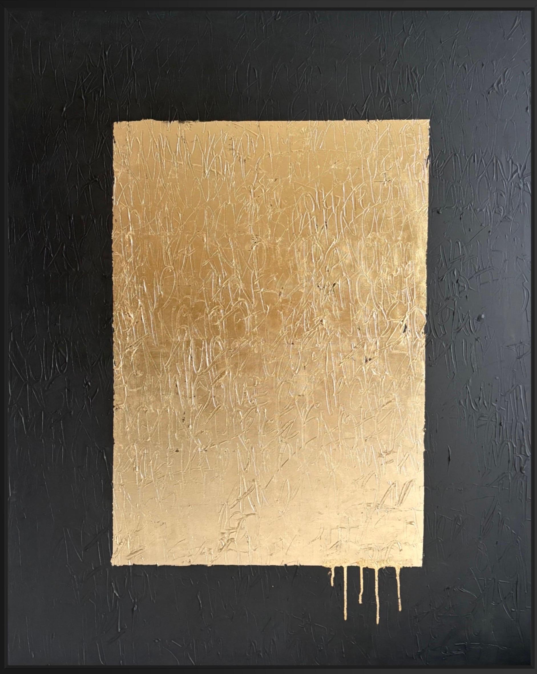 Black abstract Gold Painting, Abstract Gold Painting, Abstract gold leaf, Yasaq