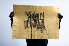 Black and Gold Abstract Paintings, Letter Art, Graffiti Art-What Now II