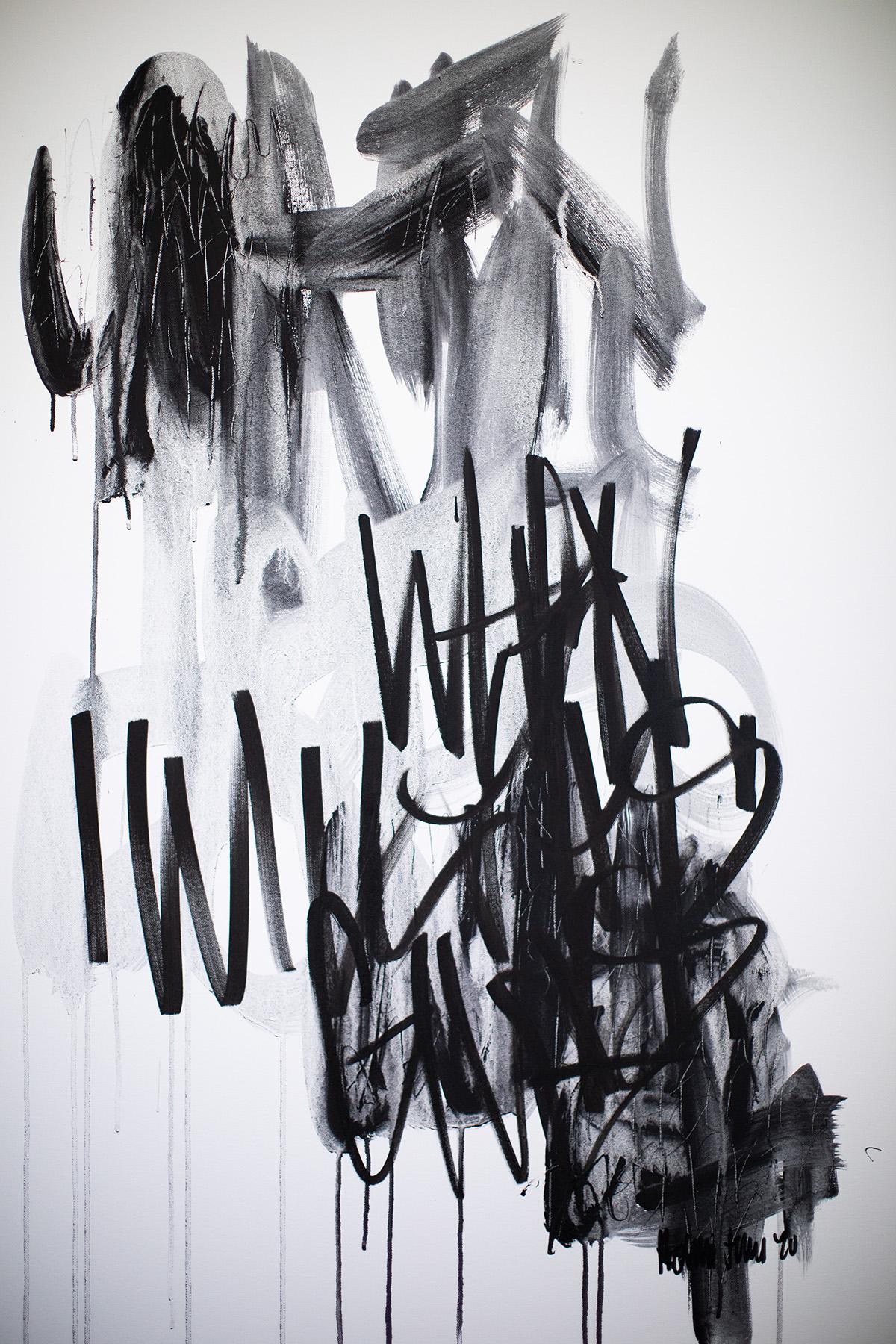 Black White Contemporary, Black and White Art, Graffiti Art-When For Sale 1