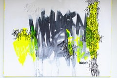 Contemporary Art, Yellow Neon Painting, Graffiti Art-Ignition